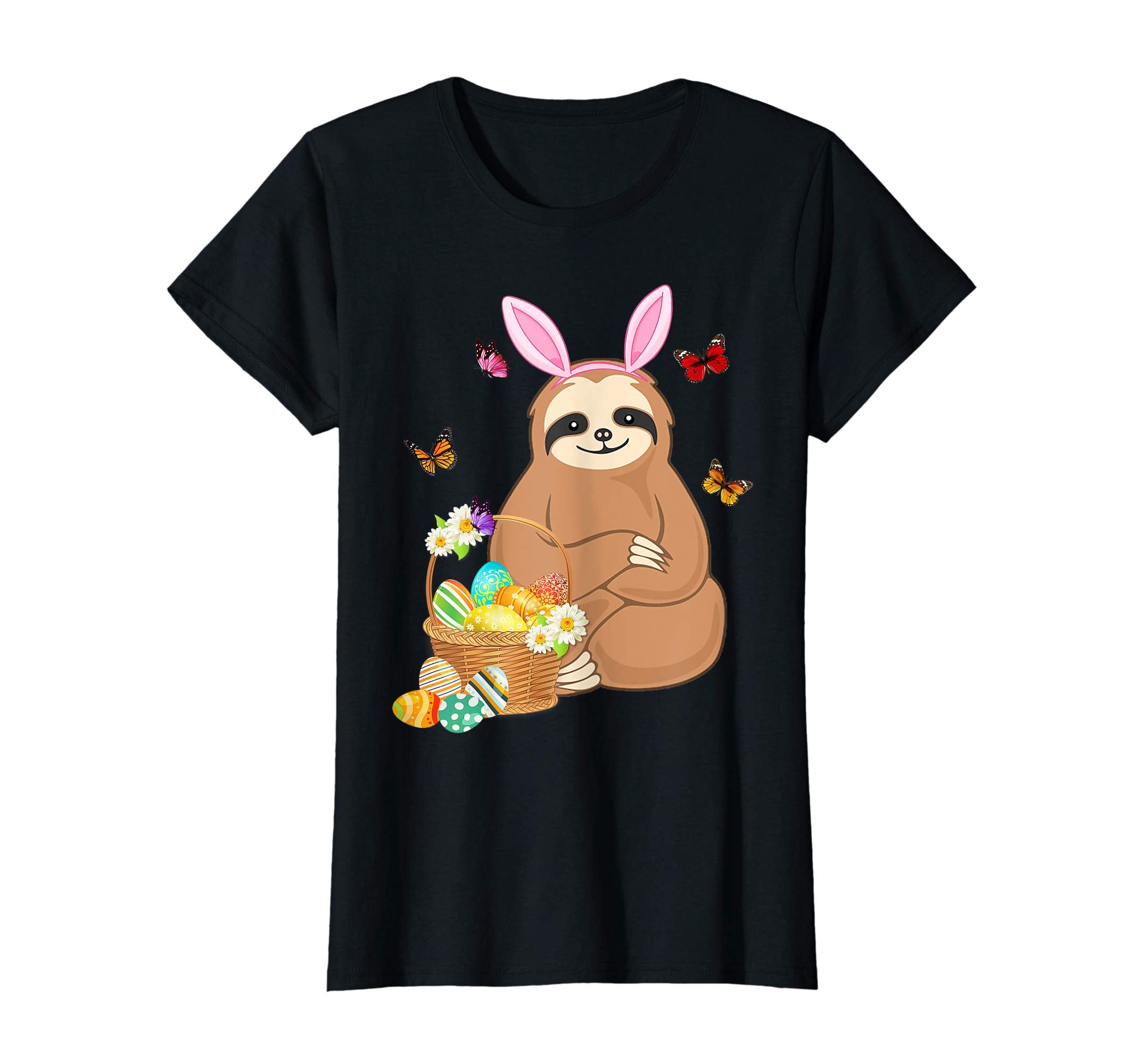 Sloth Bunny Hat Rabbit Easter Eggs Shirt Happy Ea