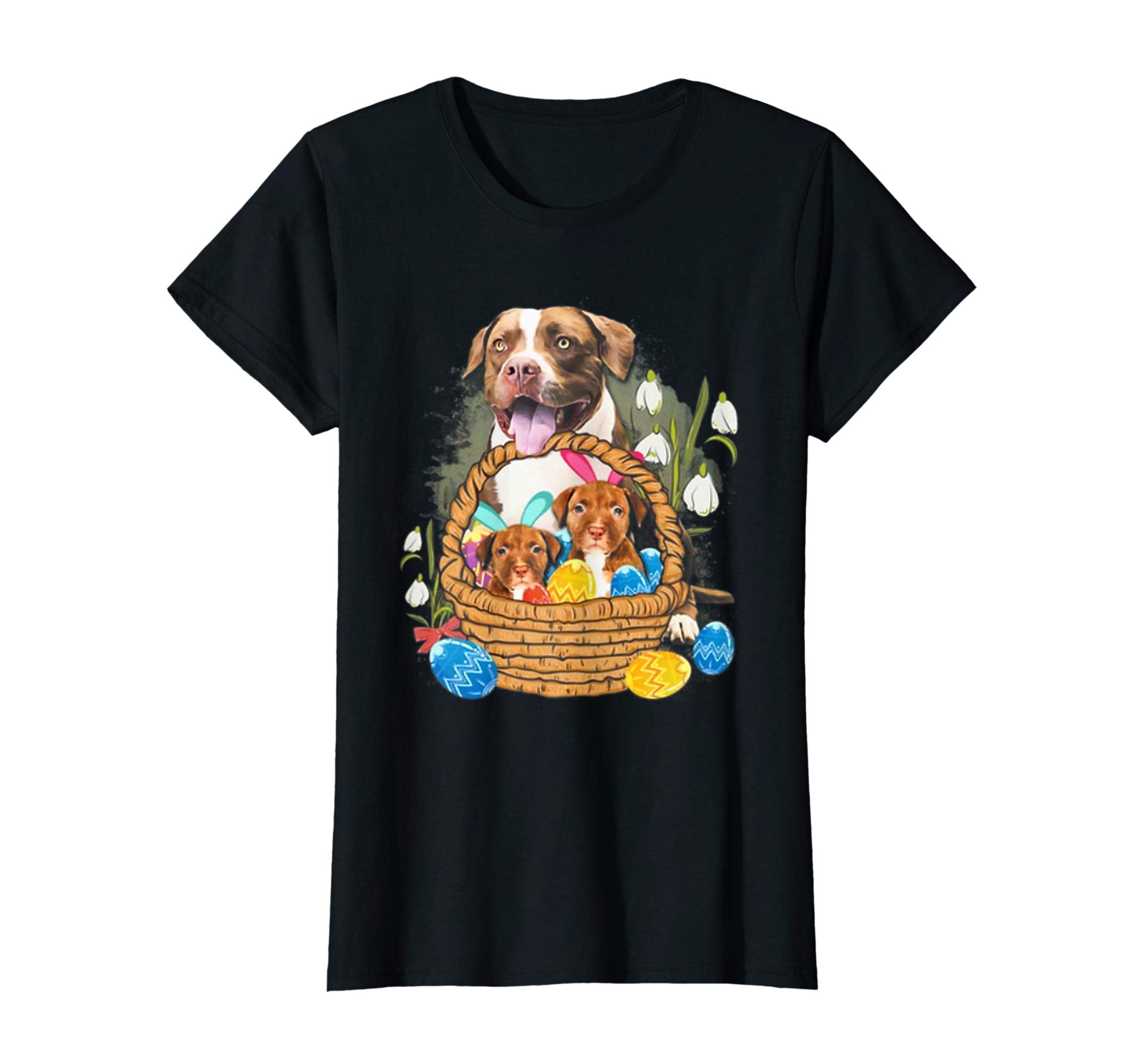 Pitbull Bunny Easter T-Shirt Pit bull eggs flower lover gift