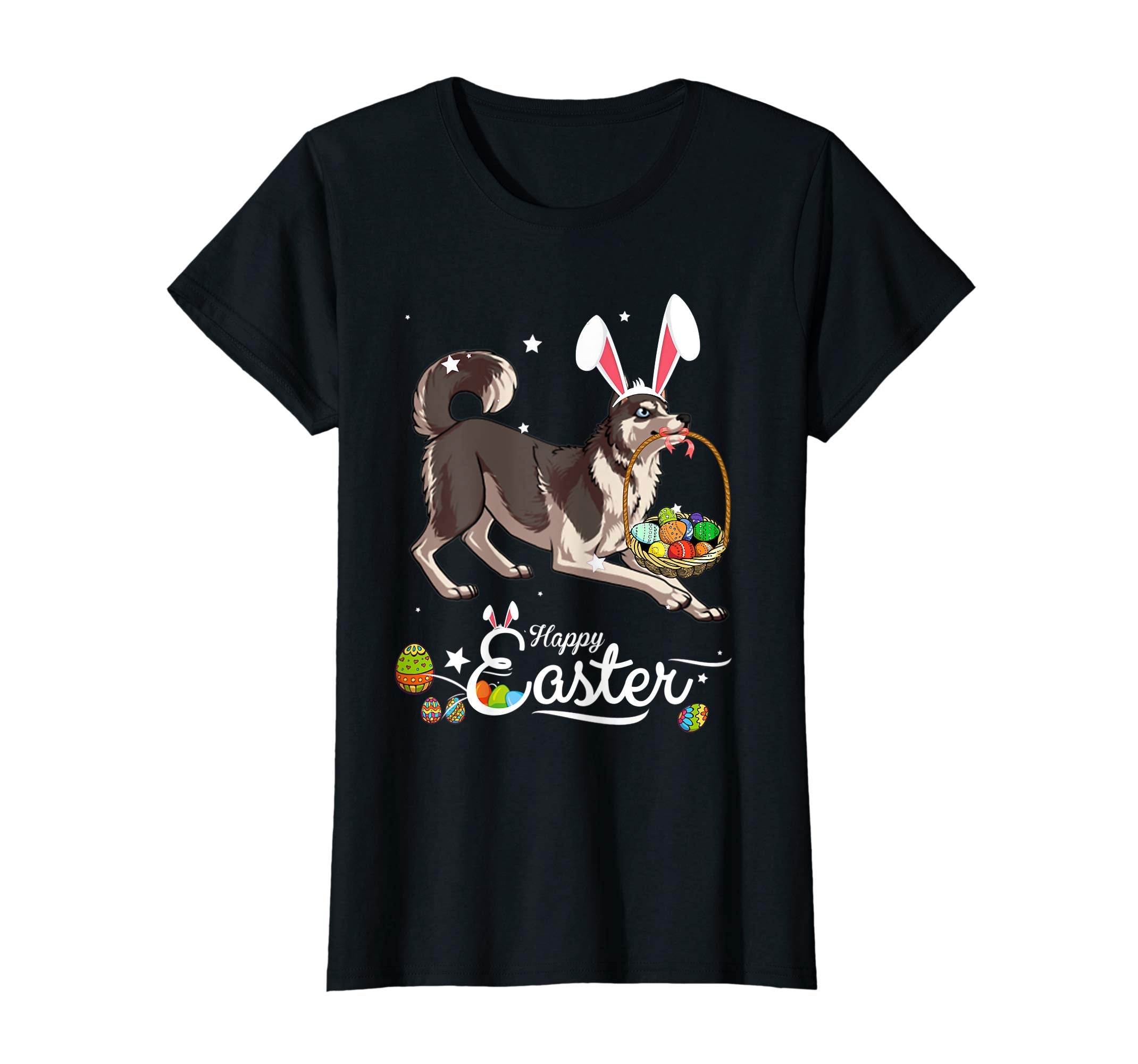 Siberian Husky Dog With Bunny Hat Easter Costume T Shirt