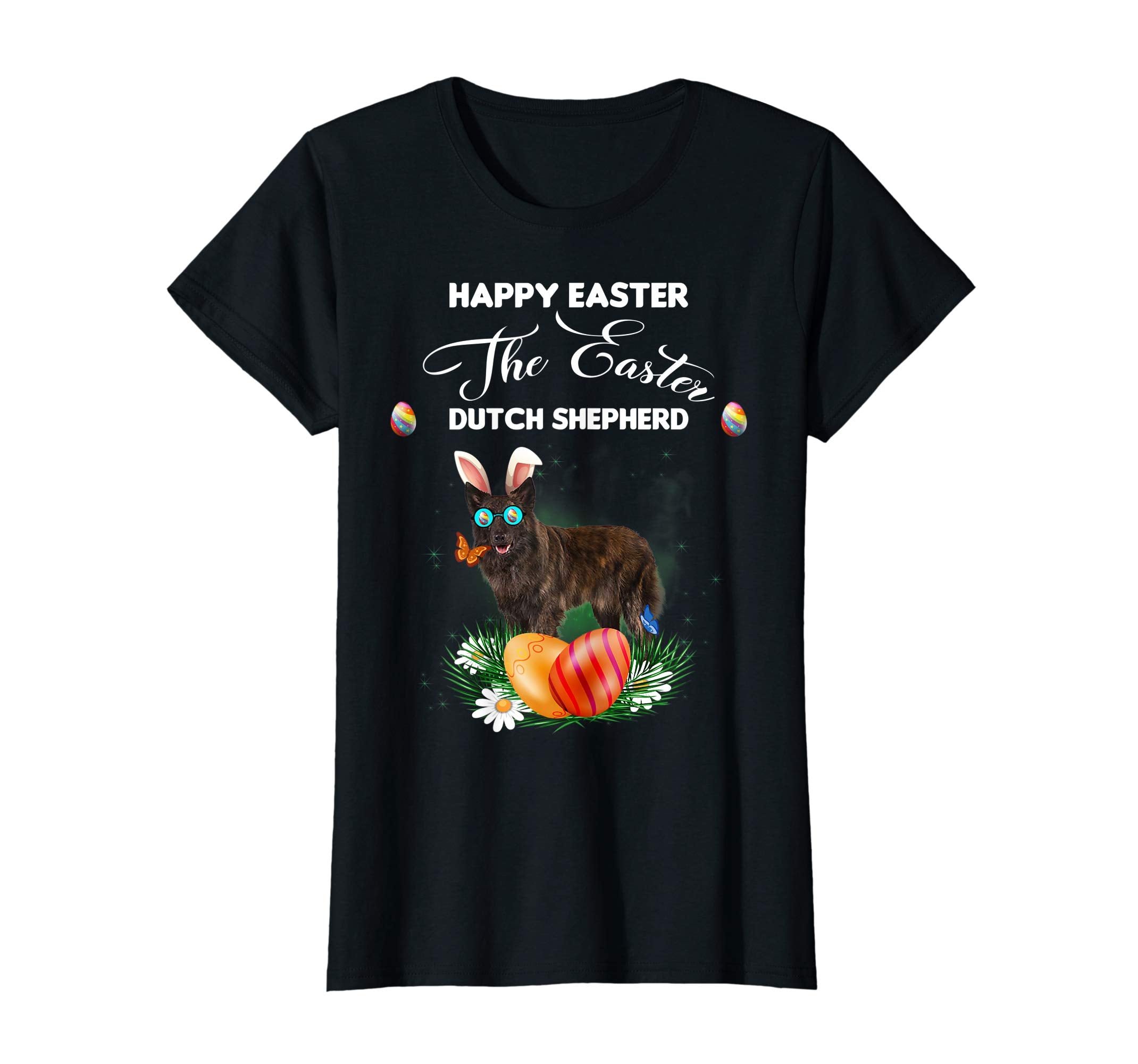 Dutch Shepherd Dog Sunglass Bunny Happy Easter Day Tshirt