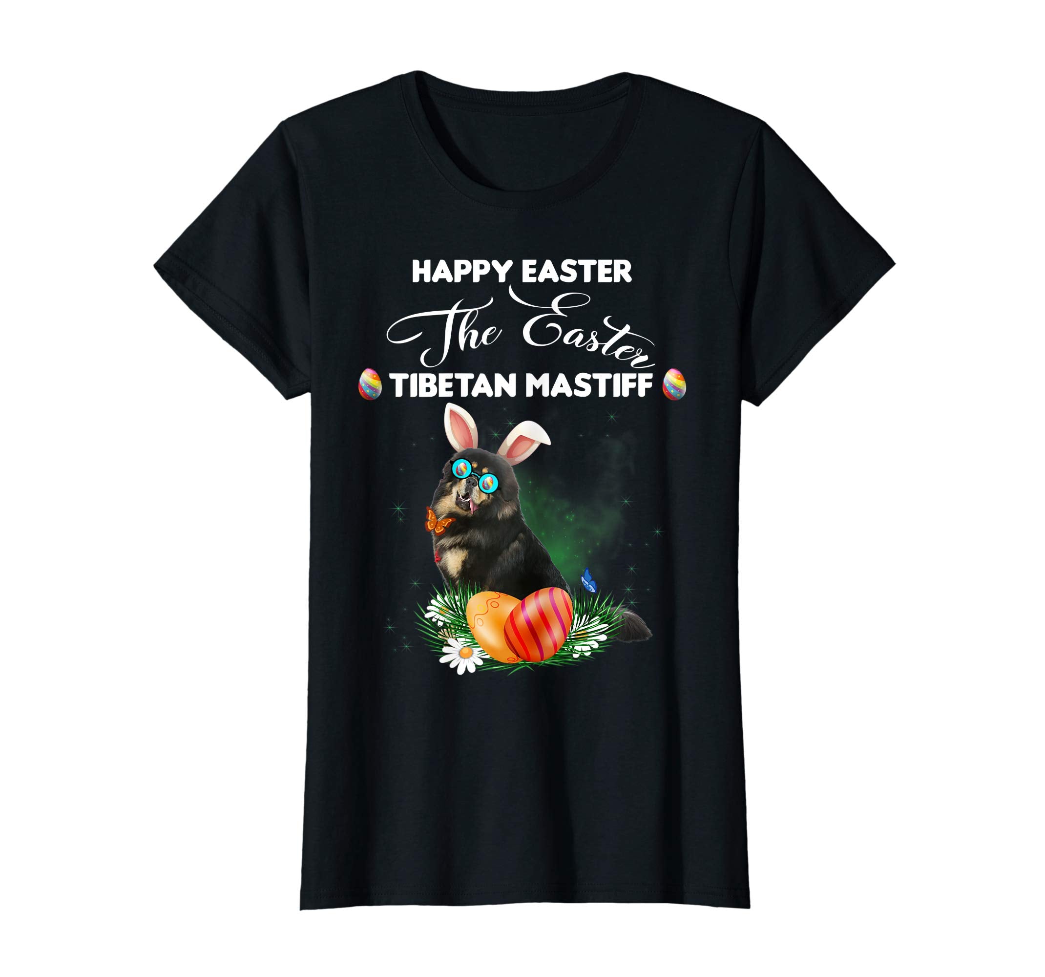 Tibetan Mastiff Dog Sunglass Bunny Happy Easter Day Tshirt
