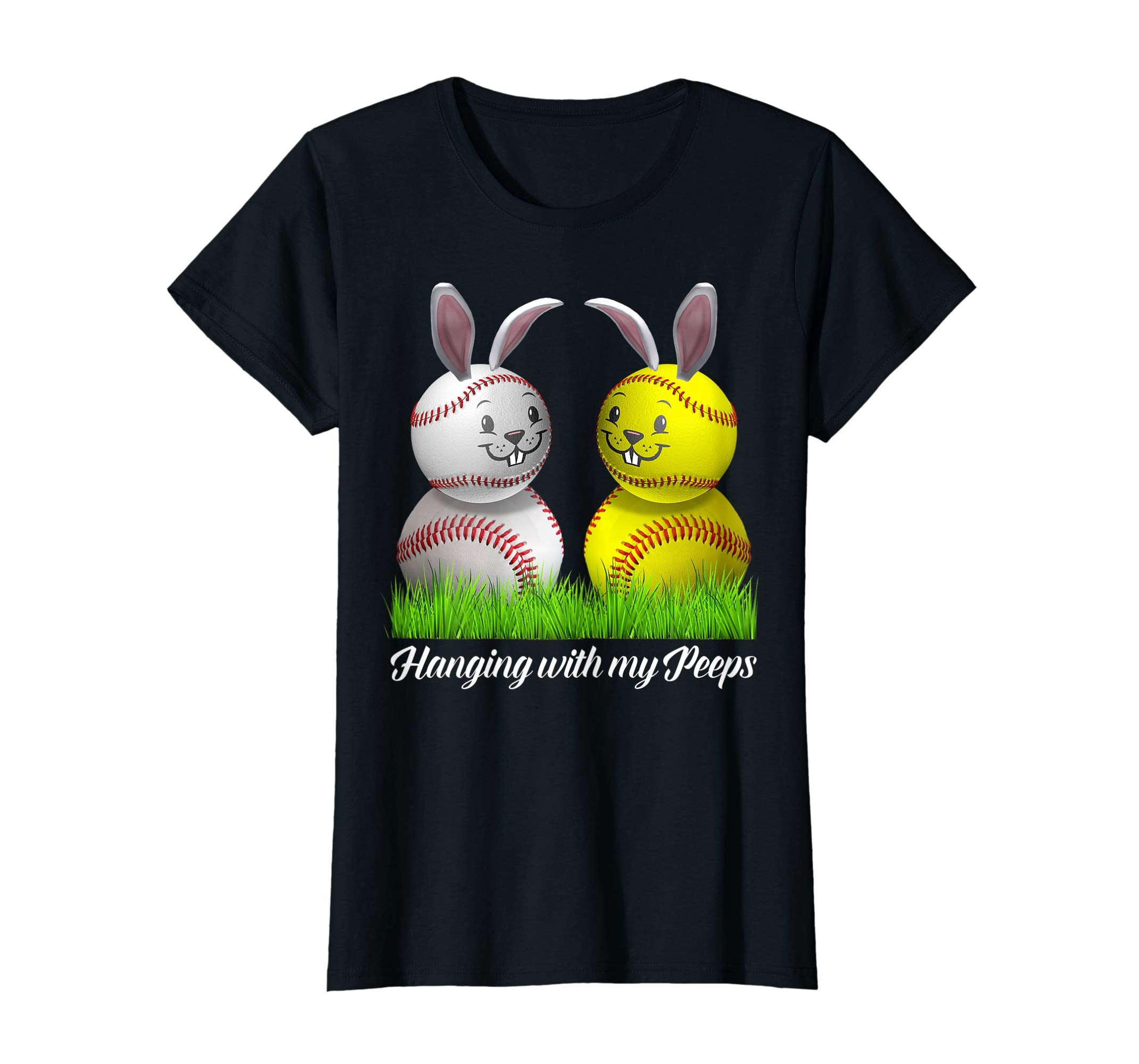 Hanging With My Peeps Funny Bunny Easter Softball Shirt