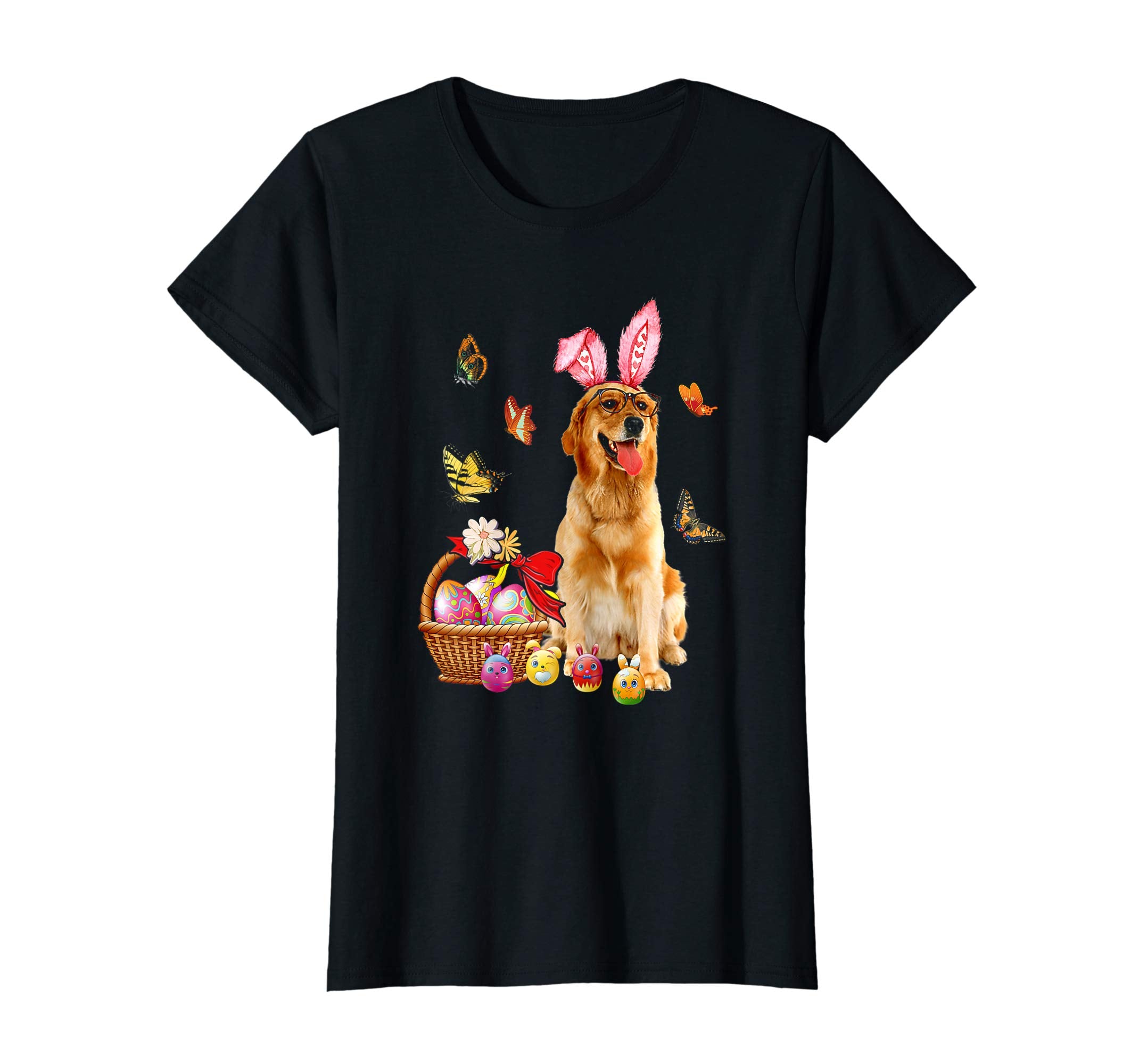 Golden Retriever Bunny Hat Rabbit Easter Eggs Shirt