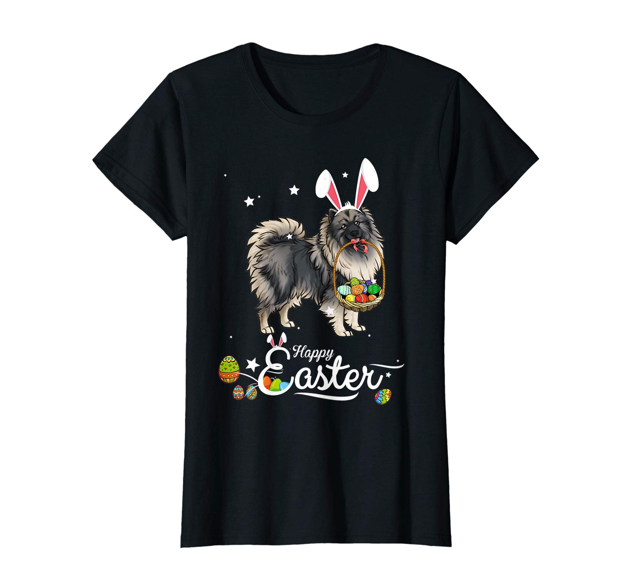 Keeshond Dog With Bunny Hat Easter Costume T Shirt