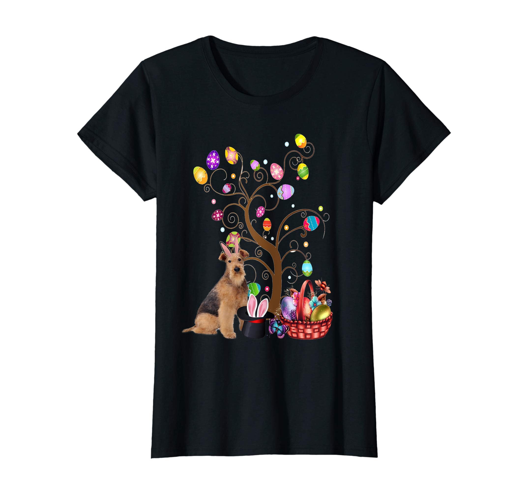 Bunny Airedale Terrier Dog Easter Day Hunting Egg T-Shirt
