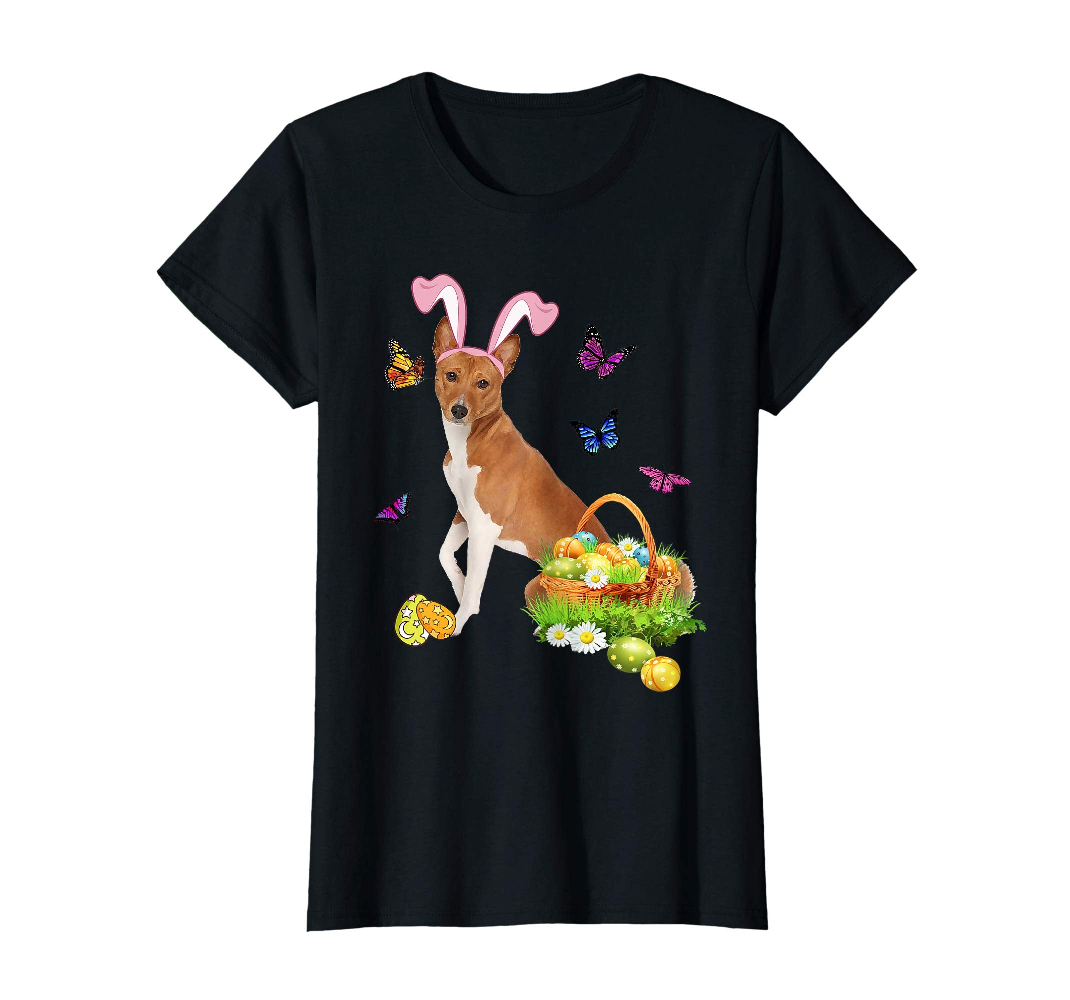 Basenji Bunny Hat Rabbit Easter Eggs T-Shirt