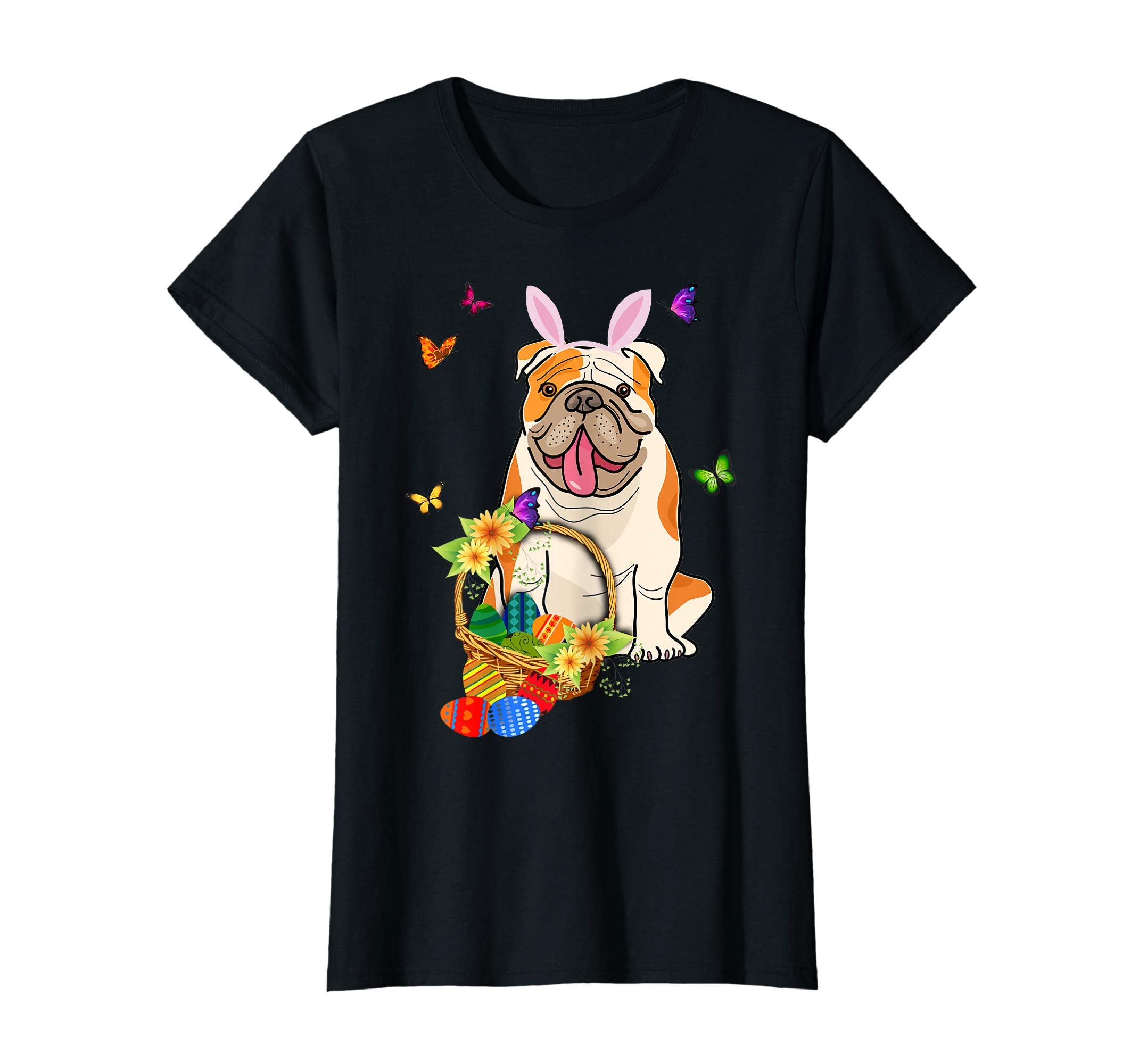 Bulldog Bunny Hat Rabbit Easter Eggs Shirt