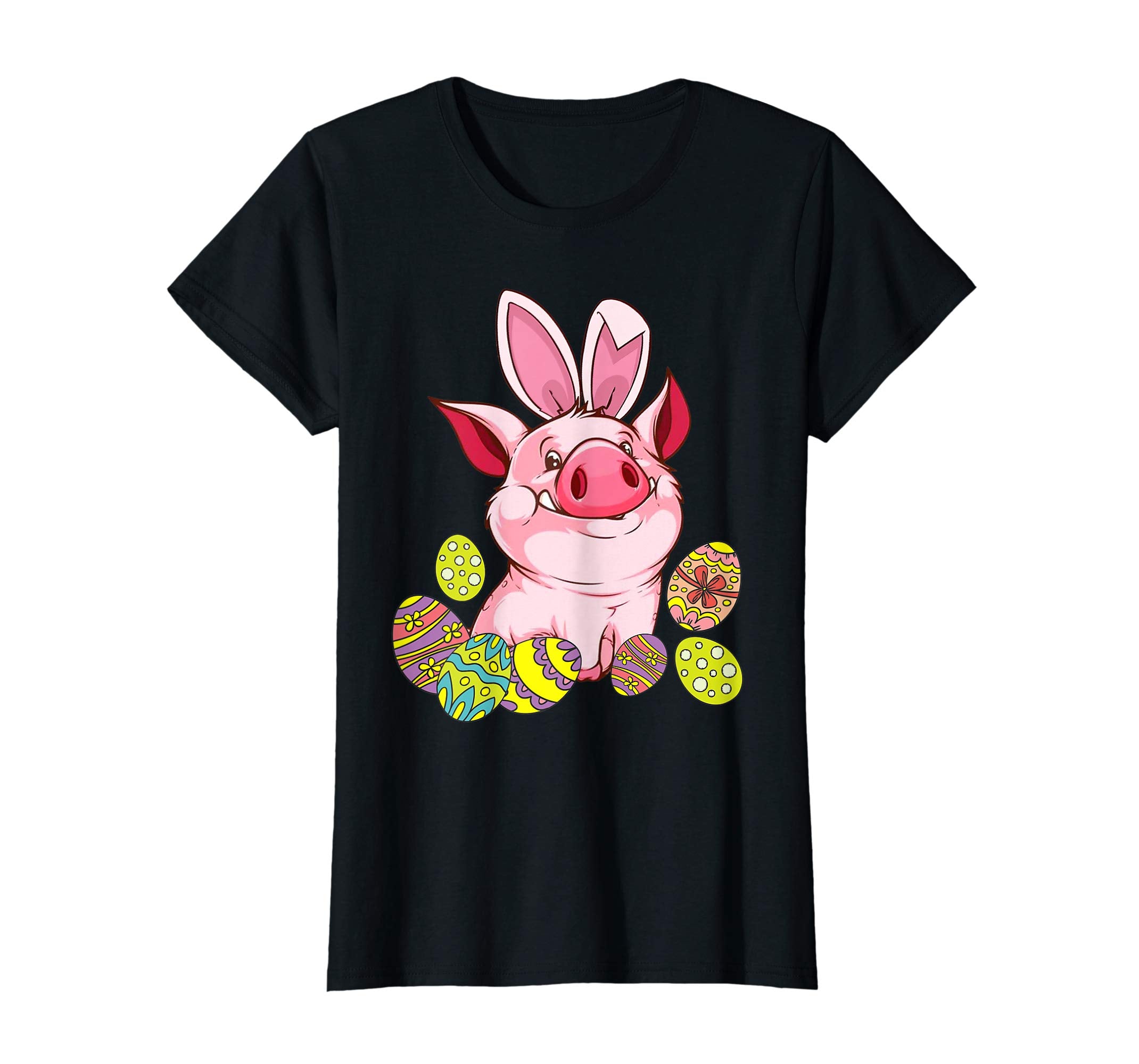 Pig And Bunny Rabbit Hat Playing Easter Eggs Happy Day Shirt