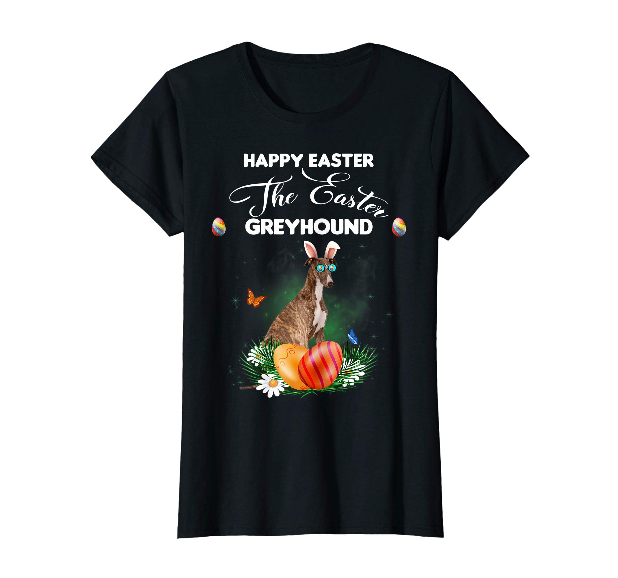 Greyhound Dog Sunglass Bunny Happy Easter Day Tshirt