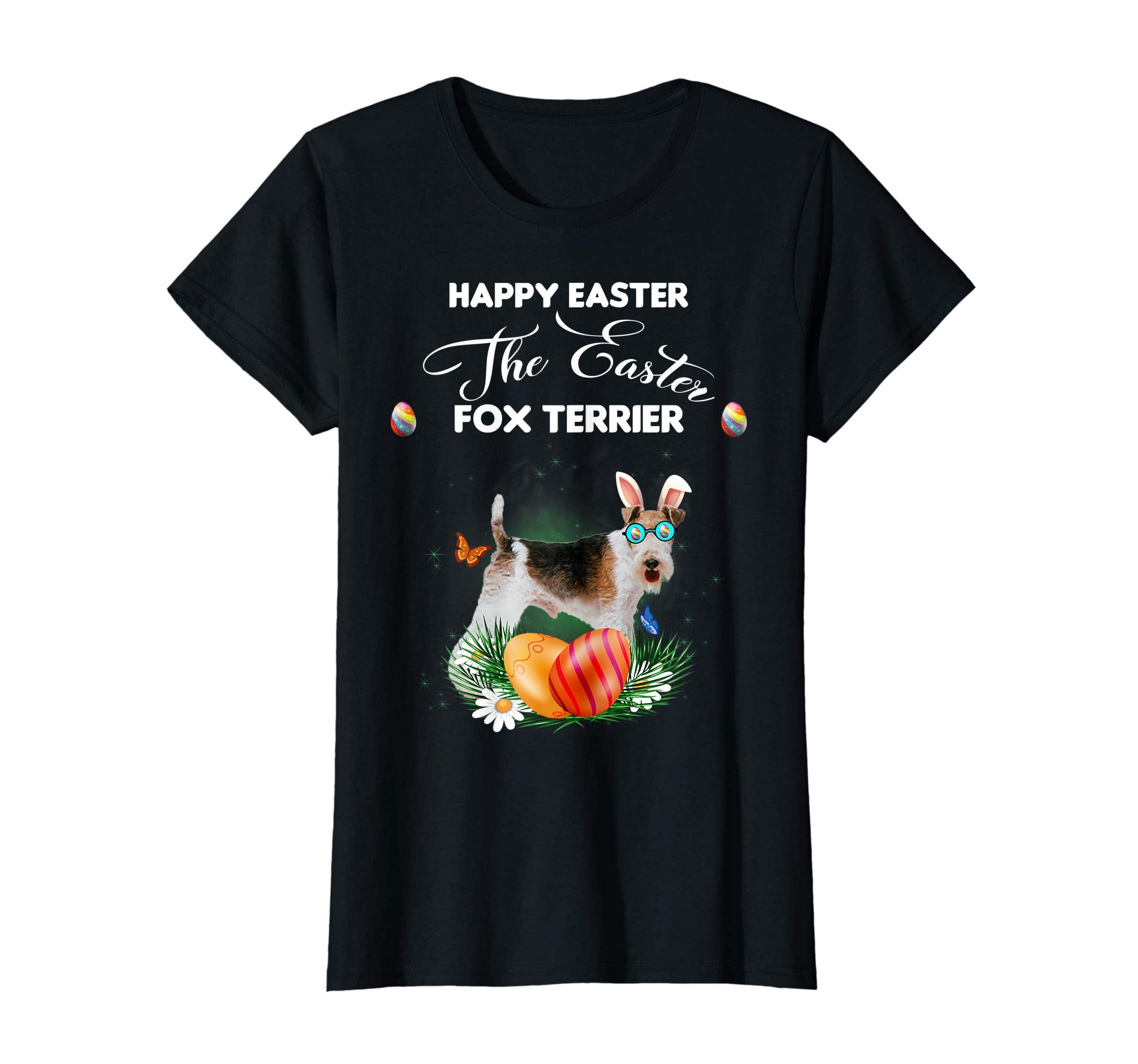 Fox Terrier Dog Sunglass Bunny Happy Easter Day Tshirt