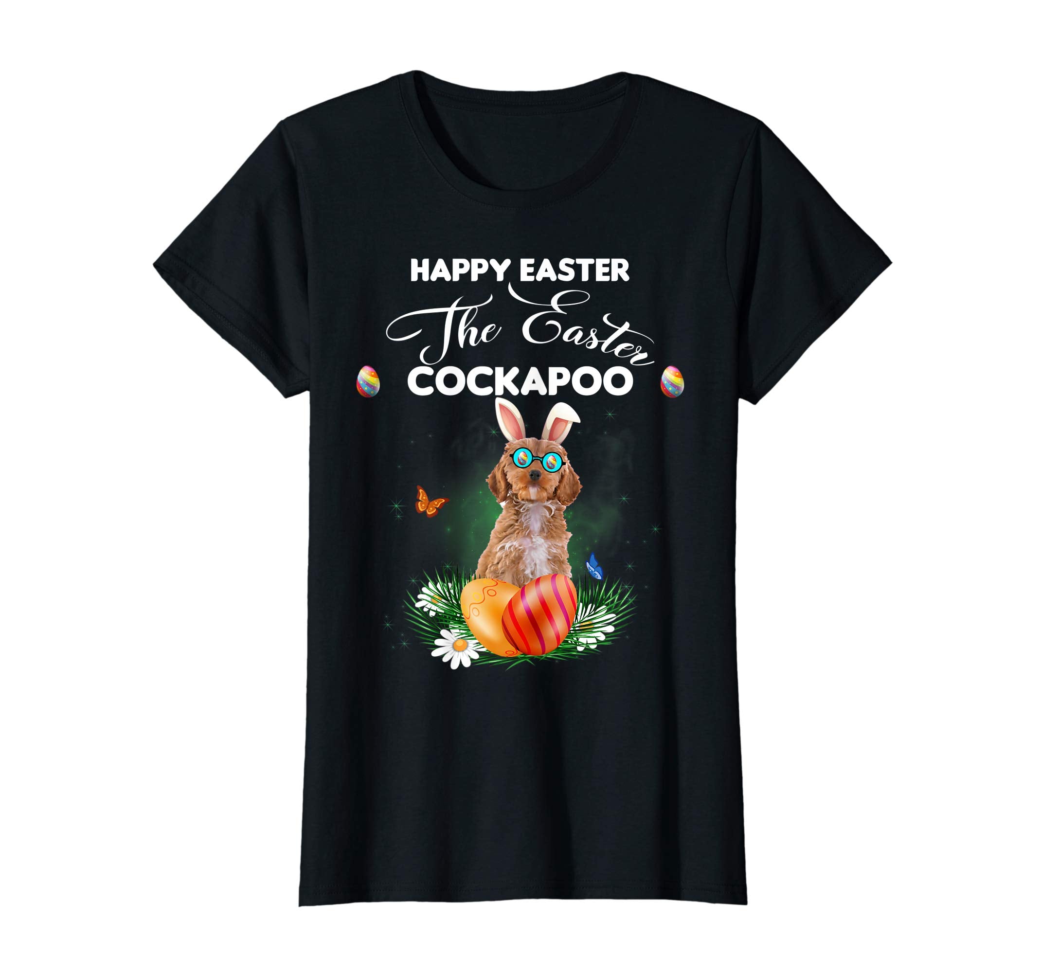 Cockapoo Dog Sunglass Bunny Happy Easter Day Tshirt