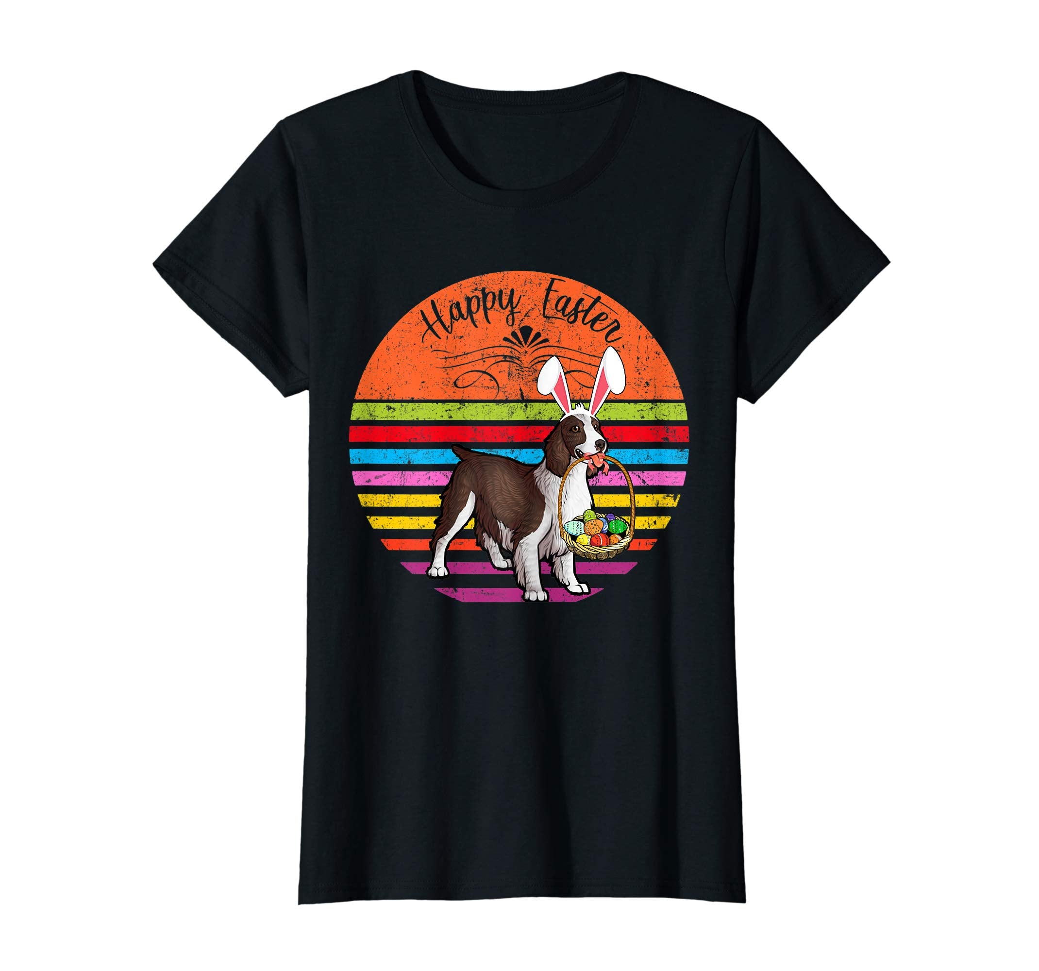 Vintage Springer Spaniel Dog Easter Eggs Basket T Shirt