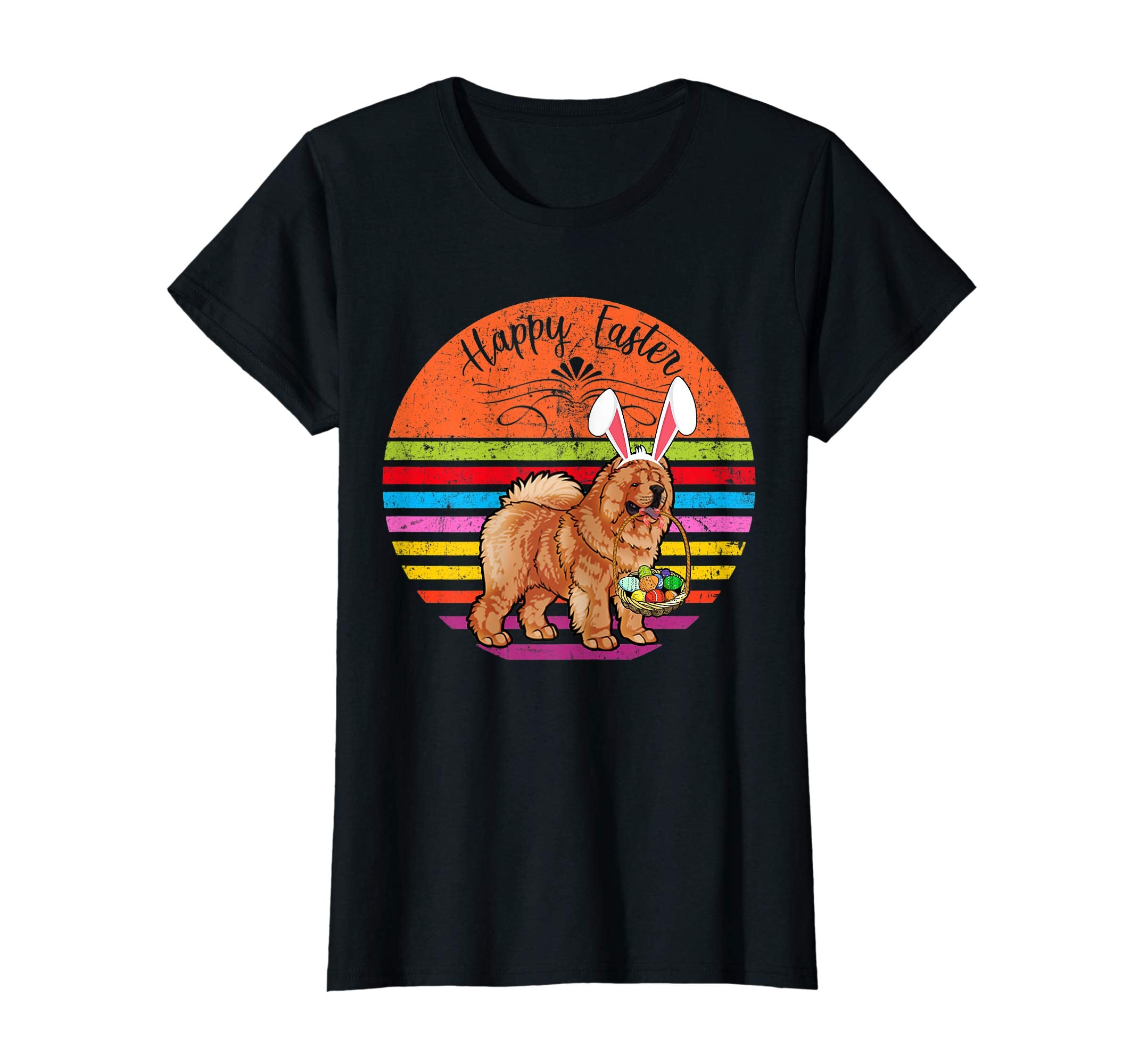 Cute Chow Chow Dog With Bunny Hat Happy Easter Eggs T Shirt