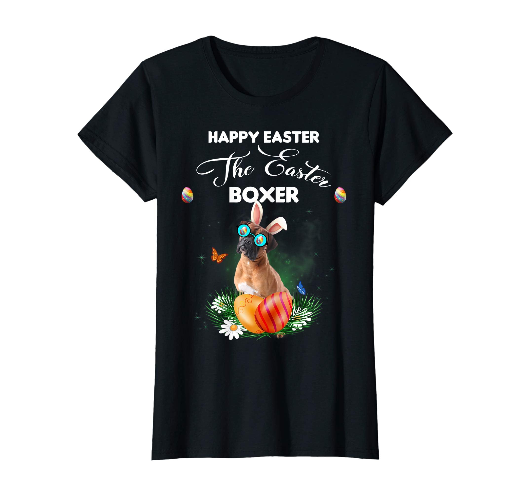 Boxer Dog Sunglass Bunny Happy Easter Day Tshirt