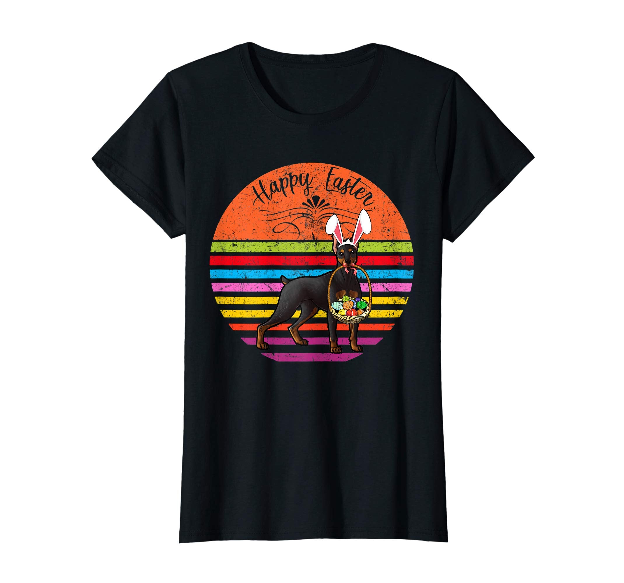 Vintage Doberman Pinscher Dog Easter Eggs Basket T Shirt
