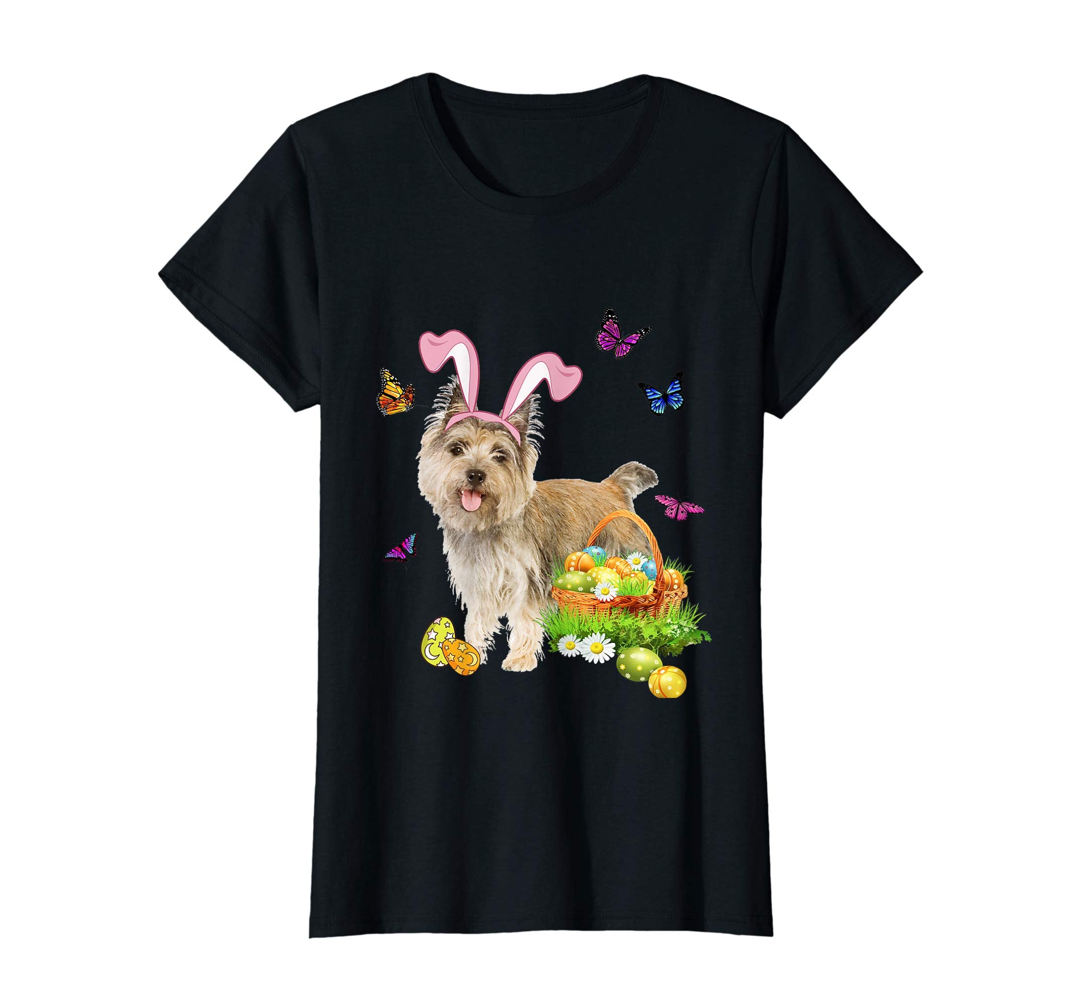 Cairn Terrier Bunny Hat Rabbit Easter Eggs T-Shirt