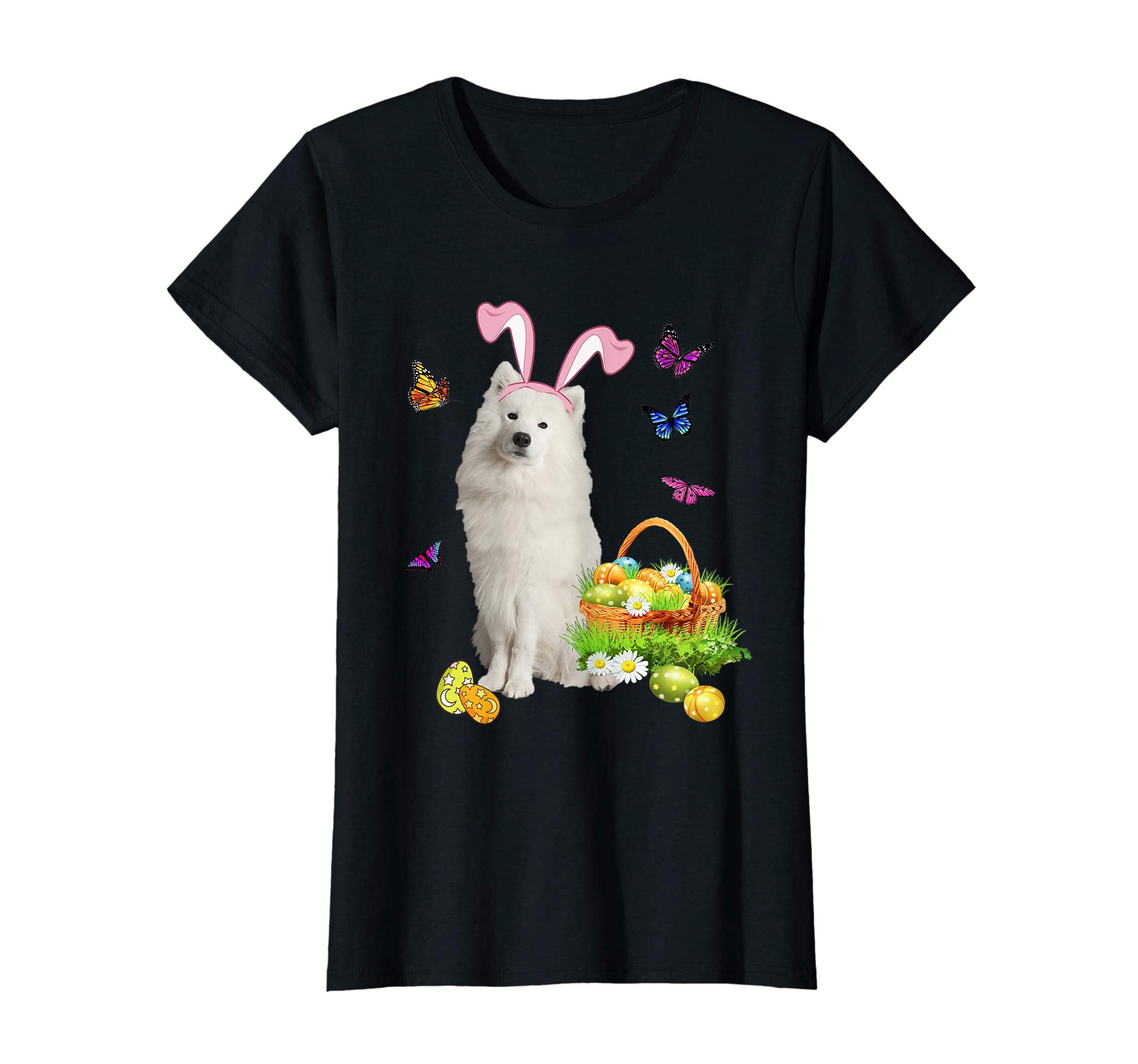 Samoyed Bunny Hat Rabbit Easter Eggs T-Shirt
