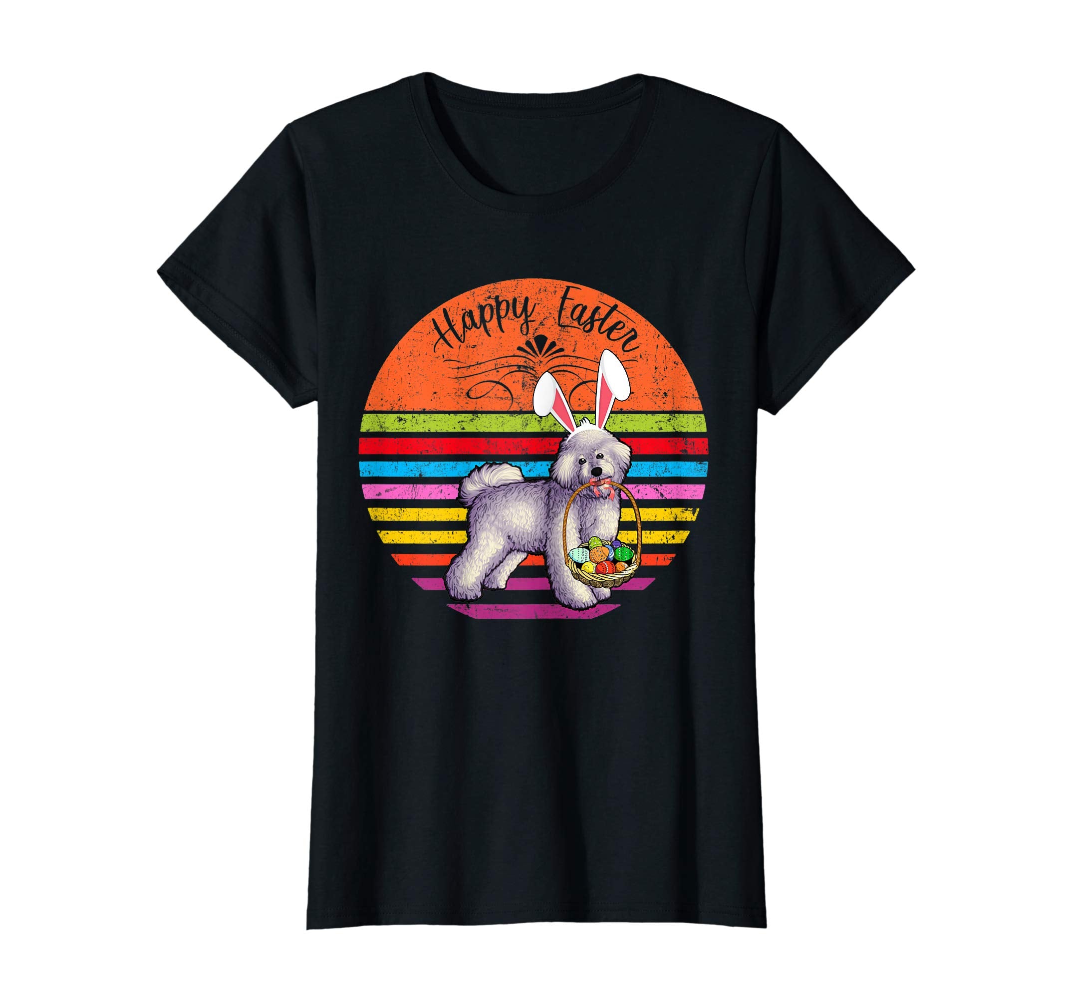 Vintage Bichon Frise Dog Easter Eggs Basket T Shirt
