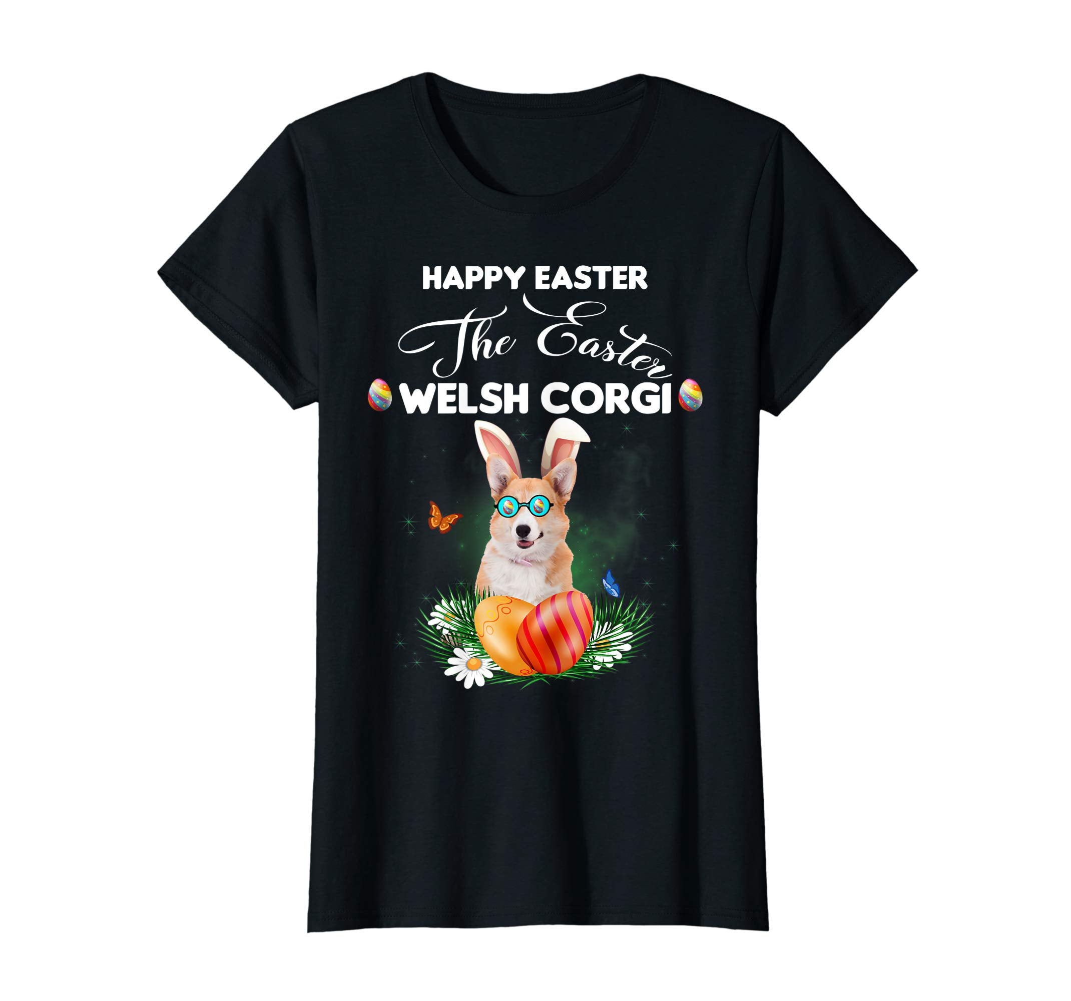 Welsh Corgi Dog Sunglass Bunny Happy Easter Day Tshirt