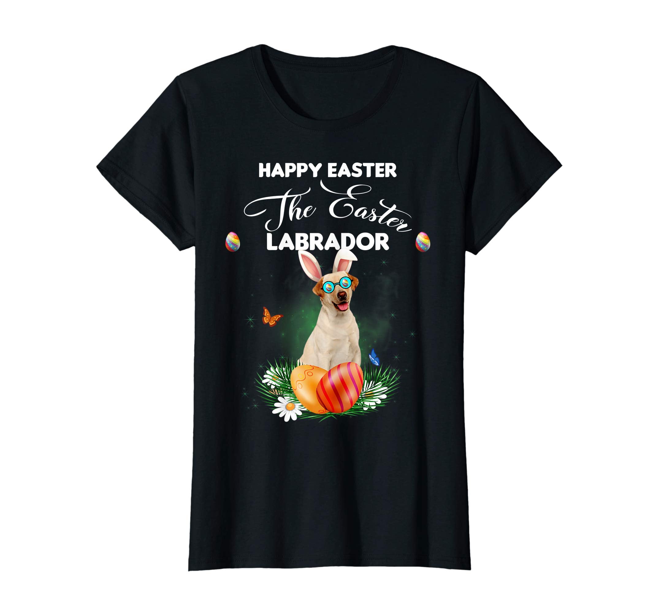 Labrador Dog Sunglass Bunny Happy Easter Day Tshirt