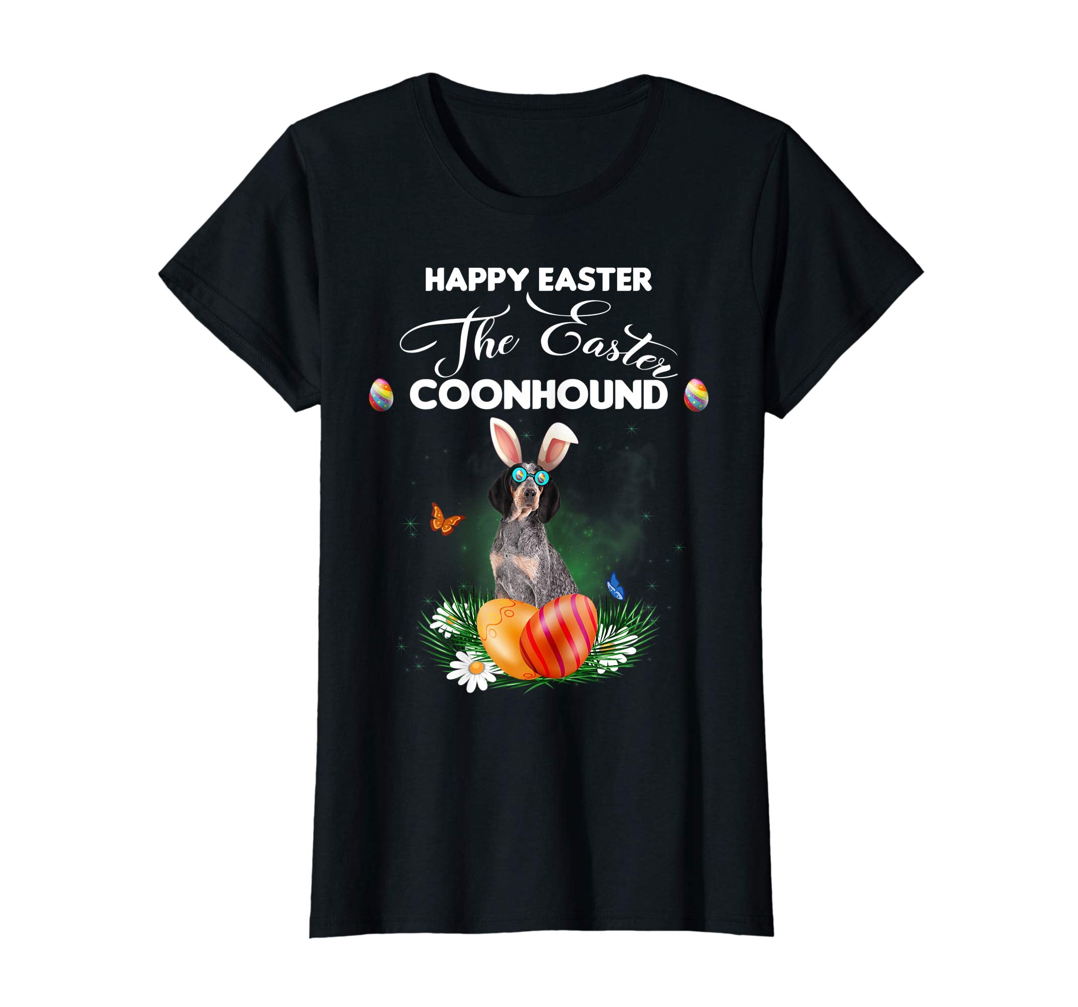Coonhound Dog Sunglass Bunny Happy Easter Day Tshirt