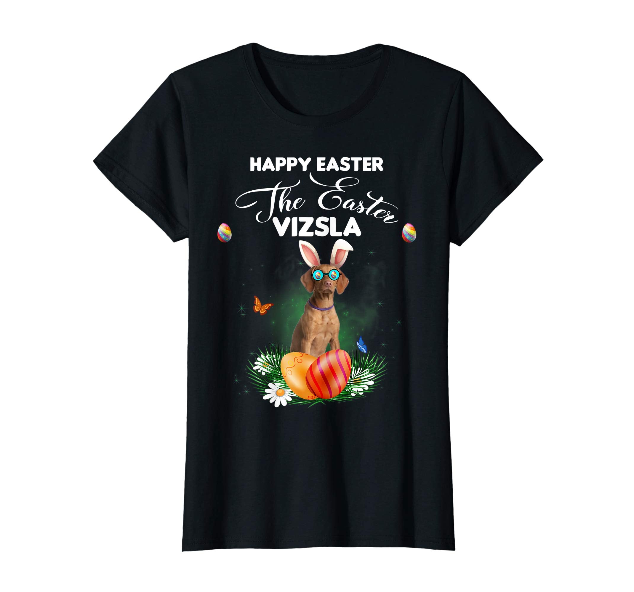 Vizsla Dog Sunglass Bunny Happy Easter Day Tshirt