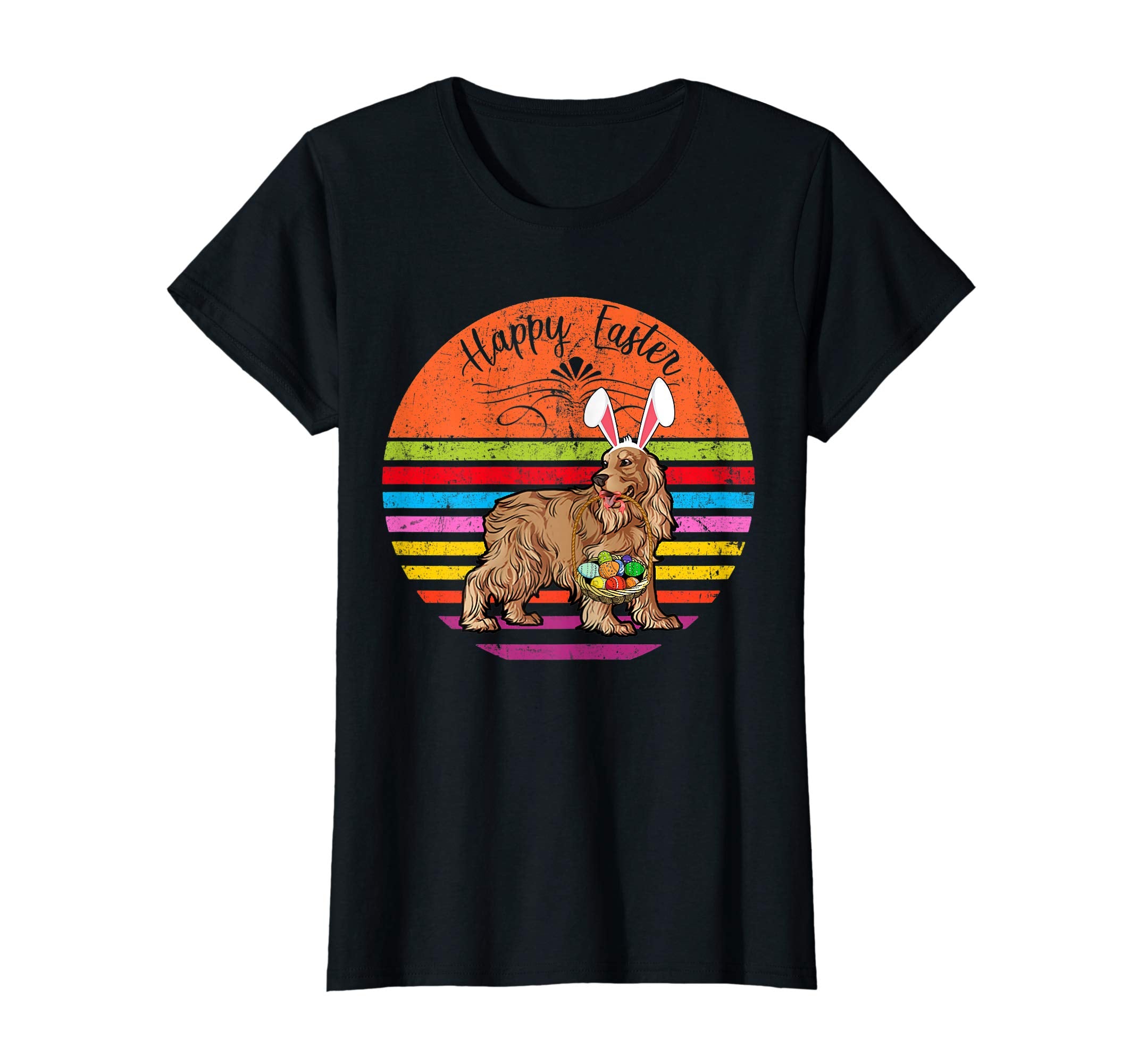 Cute Cocker Spaniel Dog With Bunny Hat Easter Eggs T Shirt