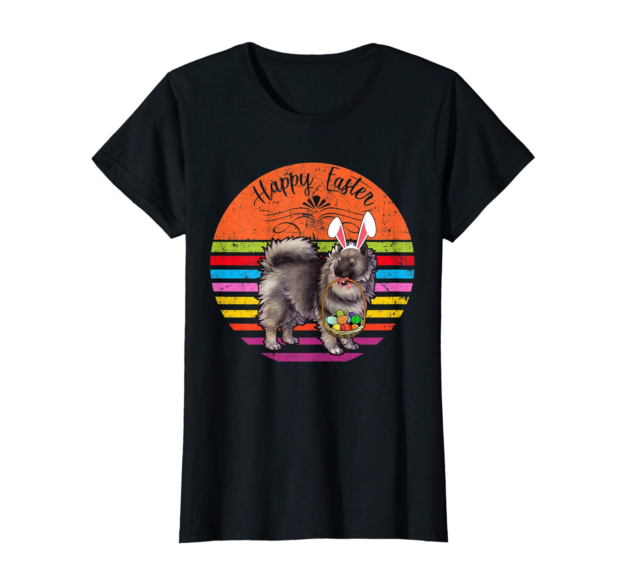 Vintage Keeshond Dog Easter Eggs Basket T Shirt