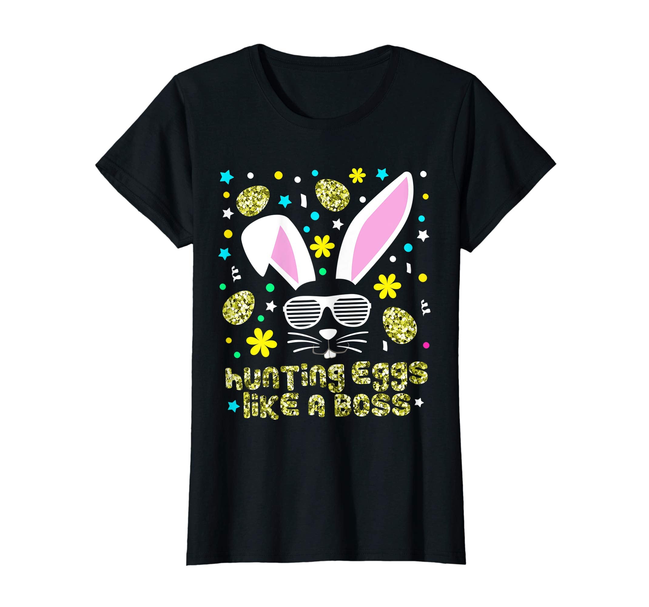 Cute Easter Bunny Shirt Hunting Eggs Gold Bling Tee Gift