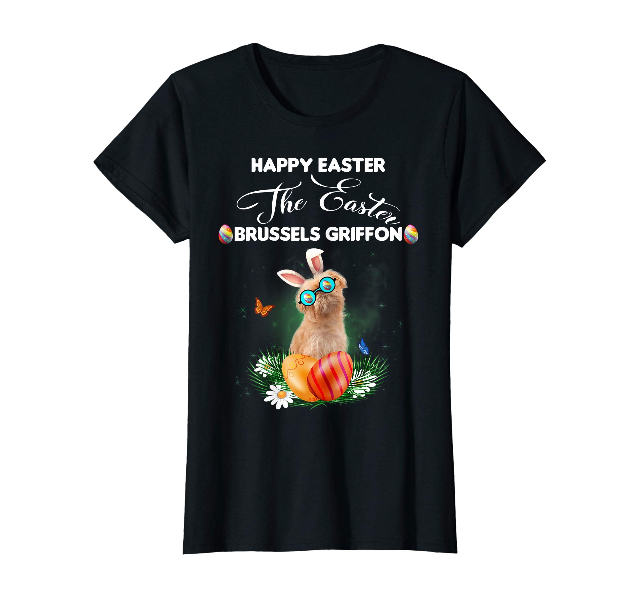 Brussels Griffon Dog Sunglass Bunny Happy Easter Day Tshirt