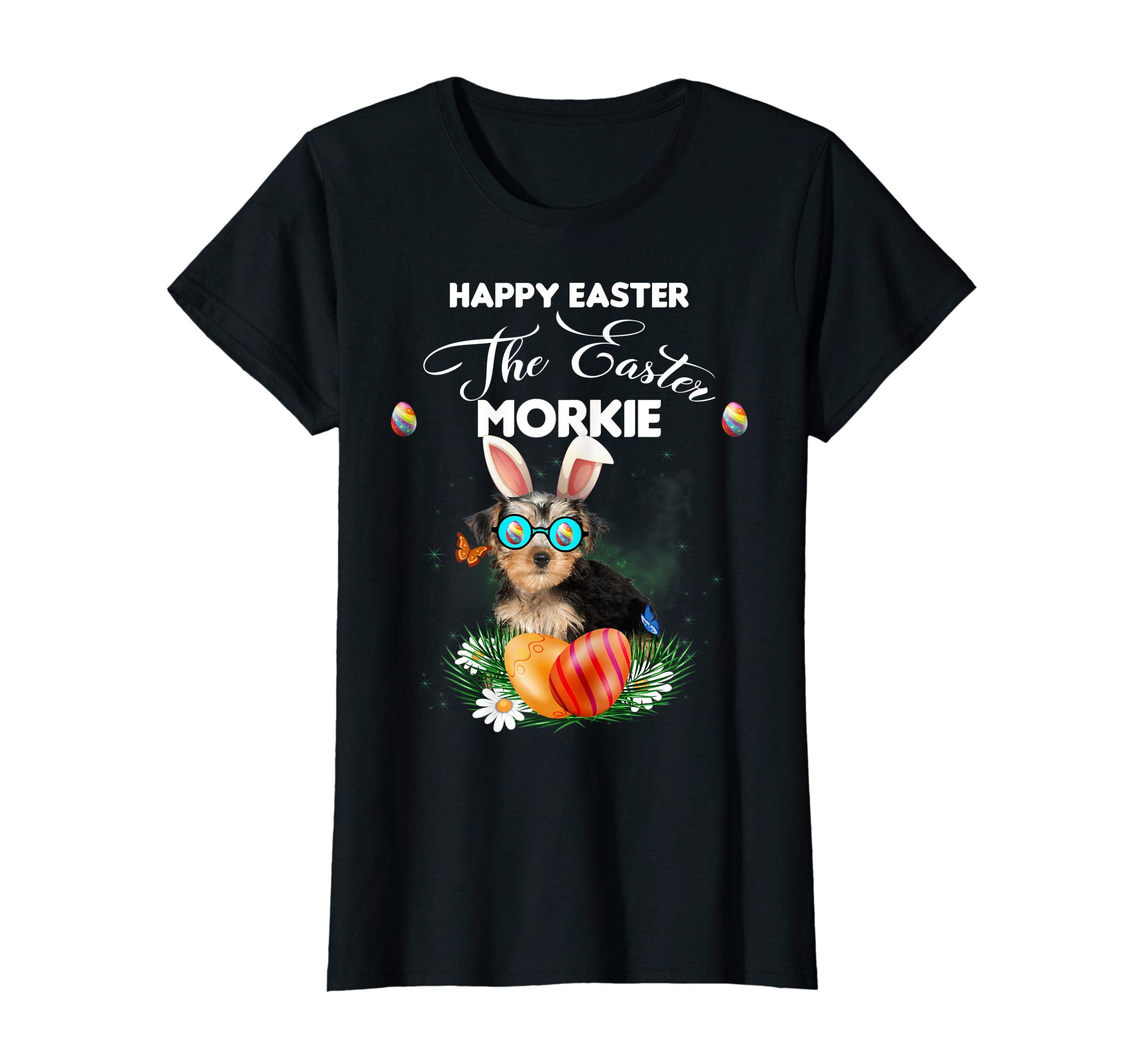 Morkie Dog Sunglass Bunny Happy Easter Day Tshirt