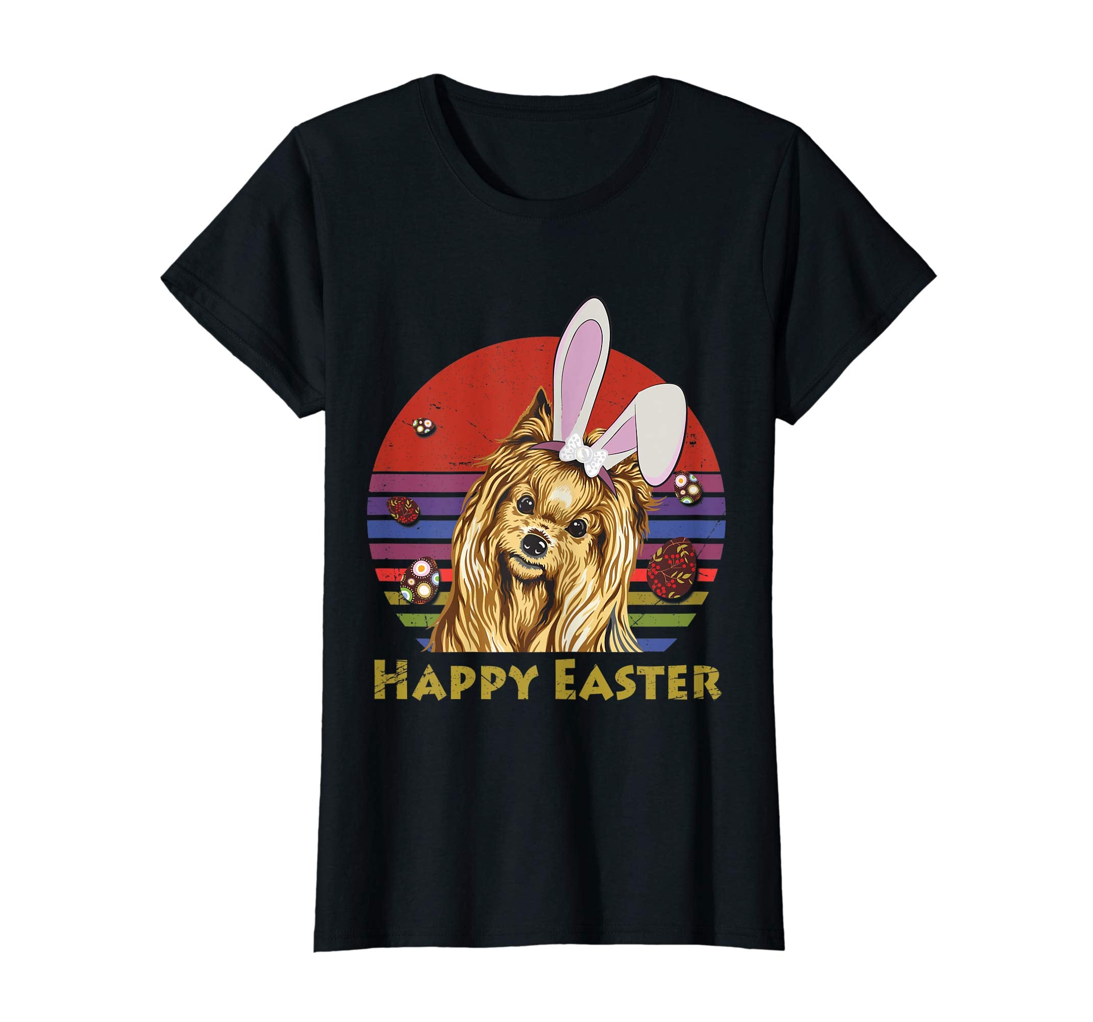 Yorkshire Terrier With Bunny Headband Happy Easter Tshirt