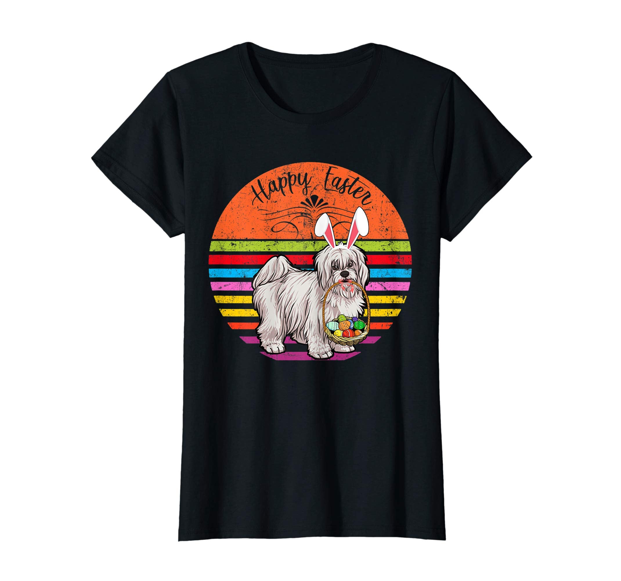 Cute Coton De Tulear Dog With Bunny Hat Easter Eggs T Shirt