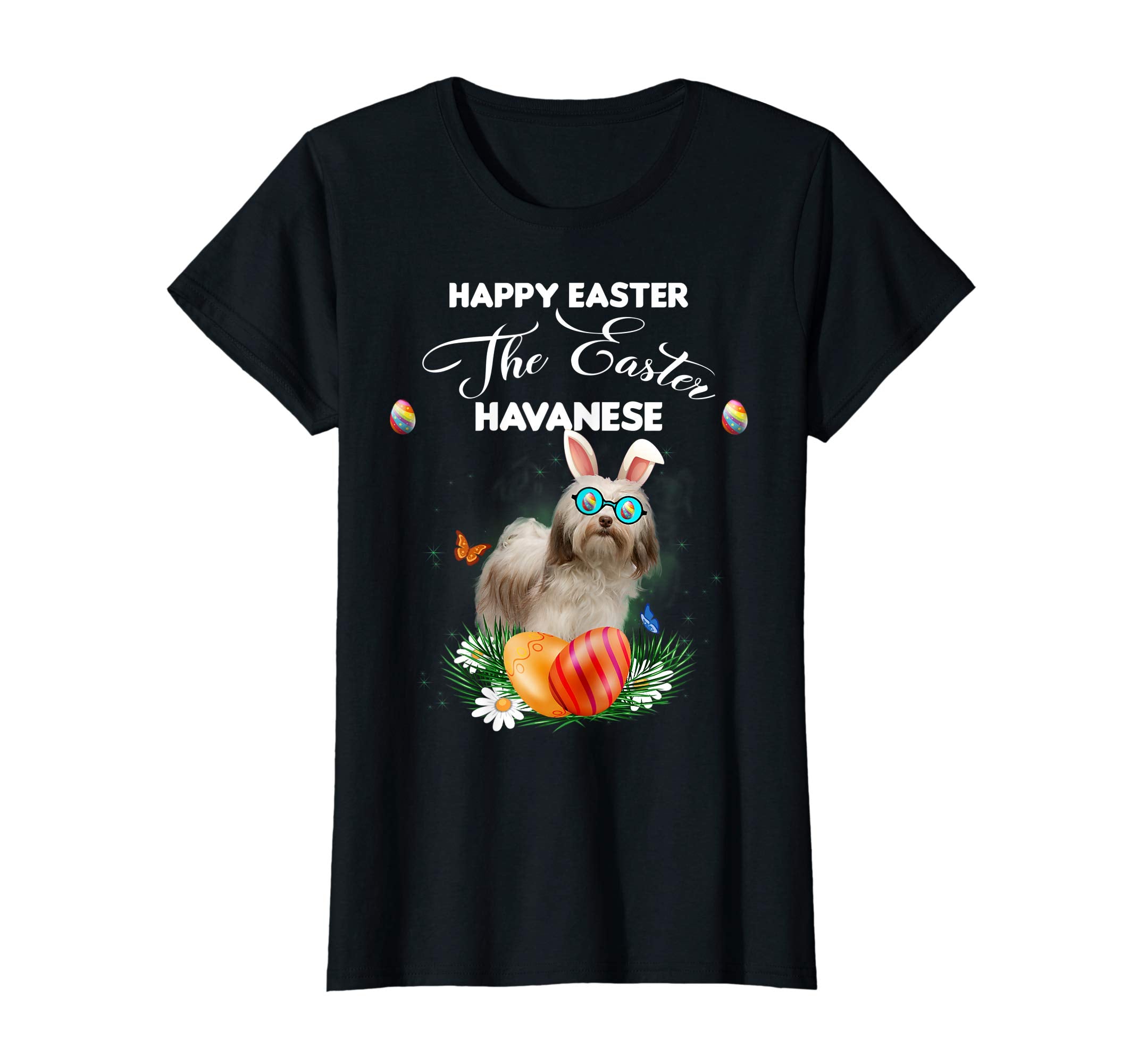 Havanese' Dog Sunglass Bunny Happy Easter Day Tshirt