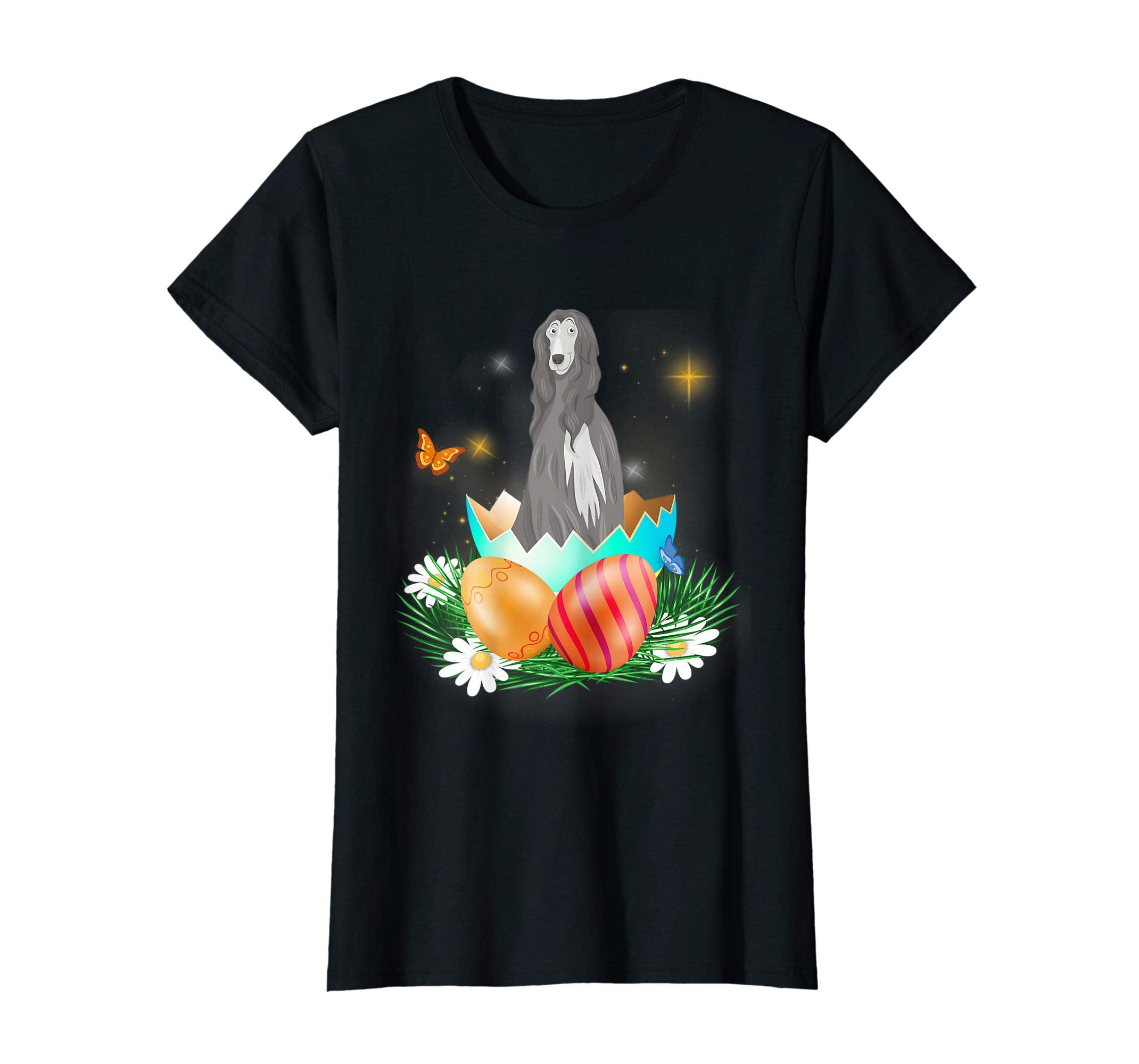 Easter Day Afghan Hound With Bunny And Eggs T Shirt