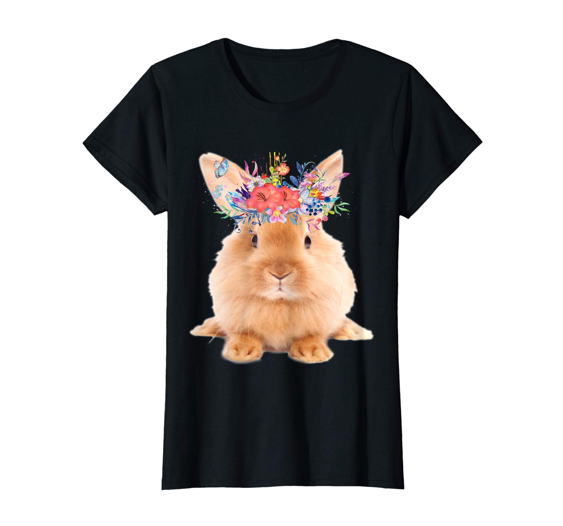 Floral Bunny Easter Womens Tshirt