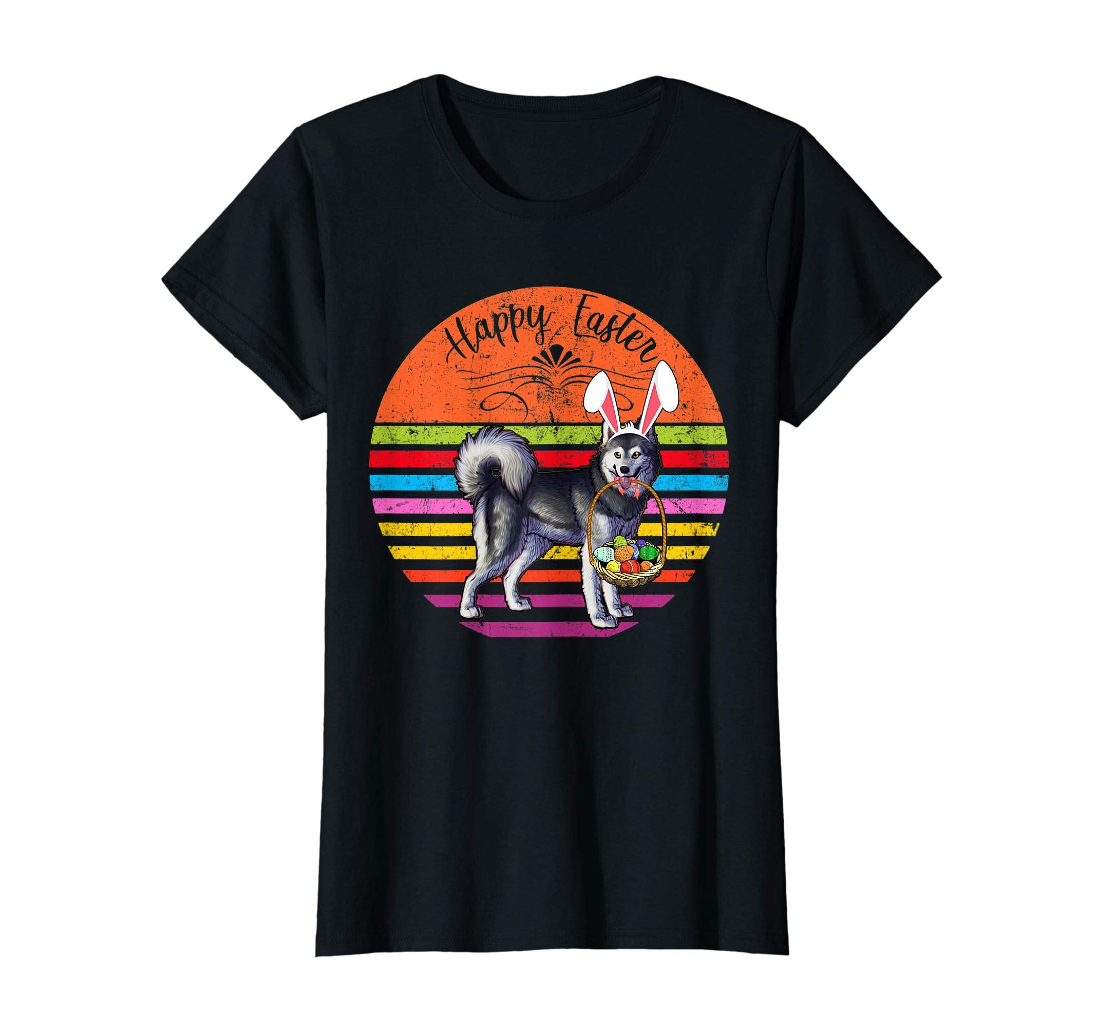 Vintage Alaskan Klee Kai Dog Easter Eggs Basket T Shirt