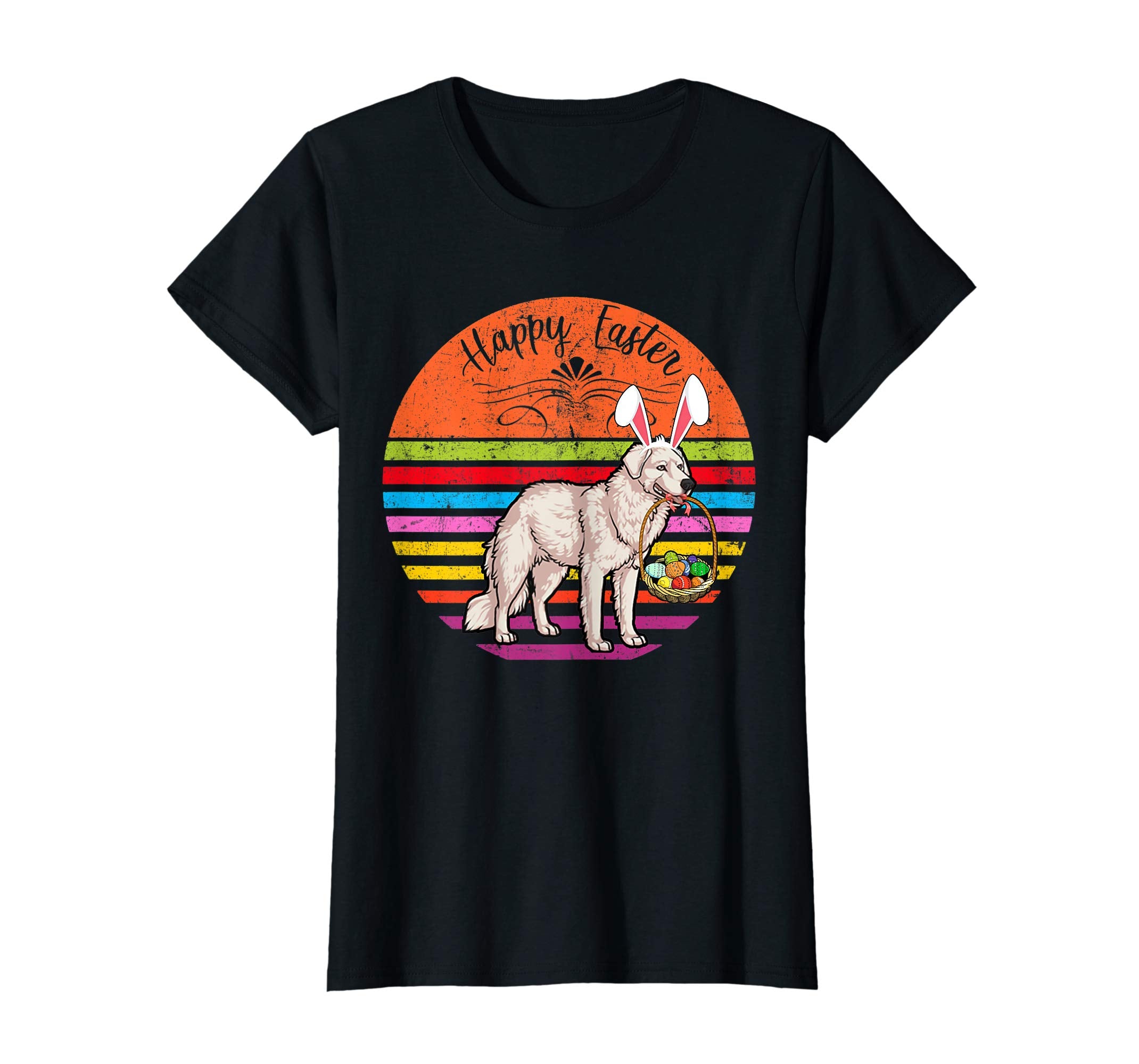 Cute Kuvasz Dog With Bunny Hat Happy Easter Eggs T Shirt