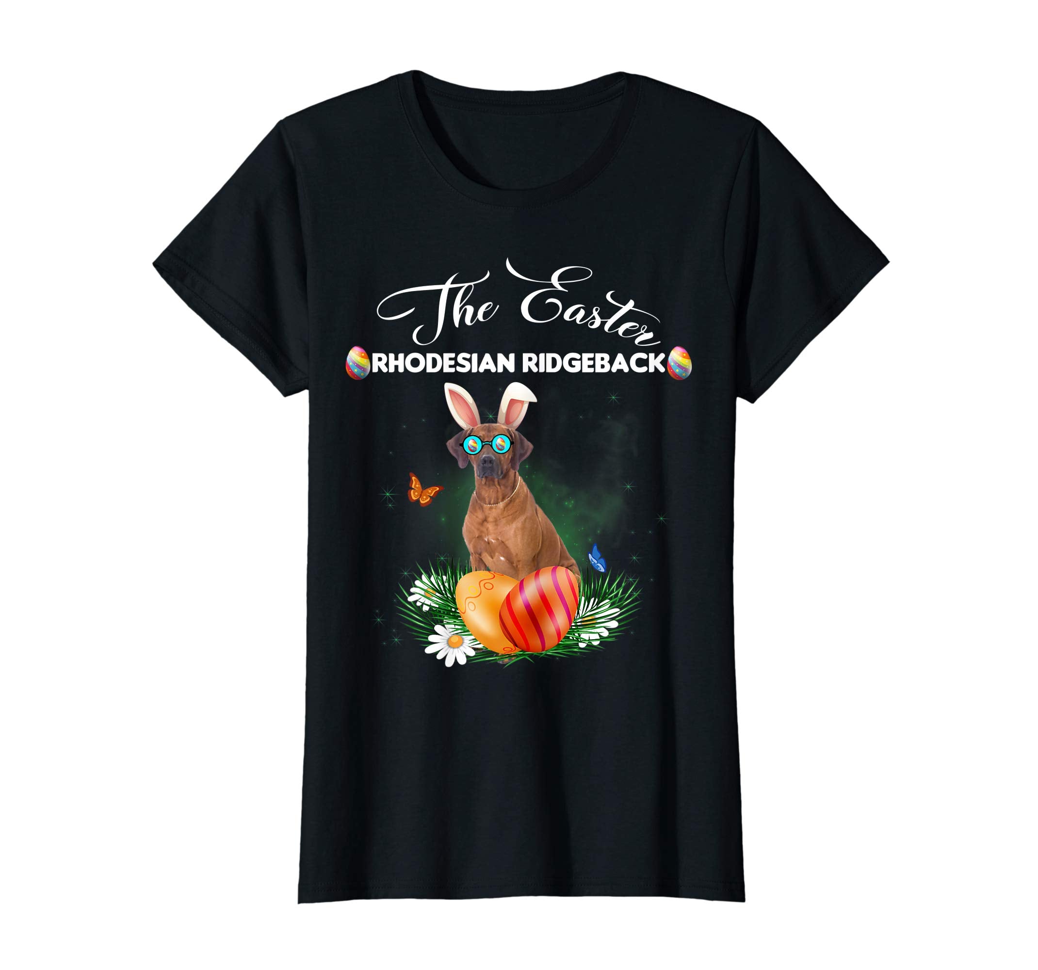 Rhodesian Ridgeback Bunny Easter Day Dog Gifts T-Shirt