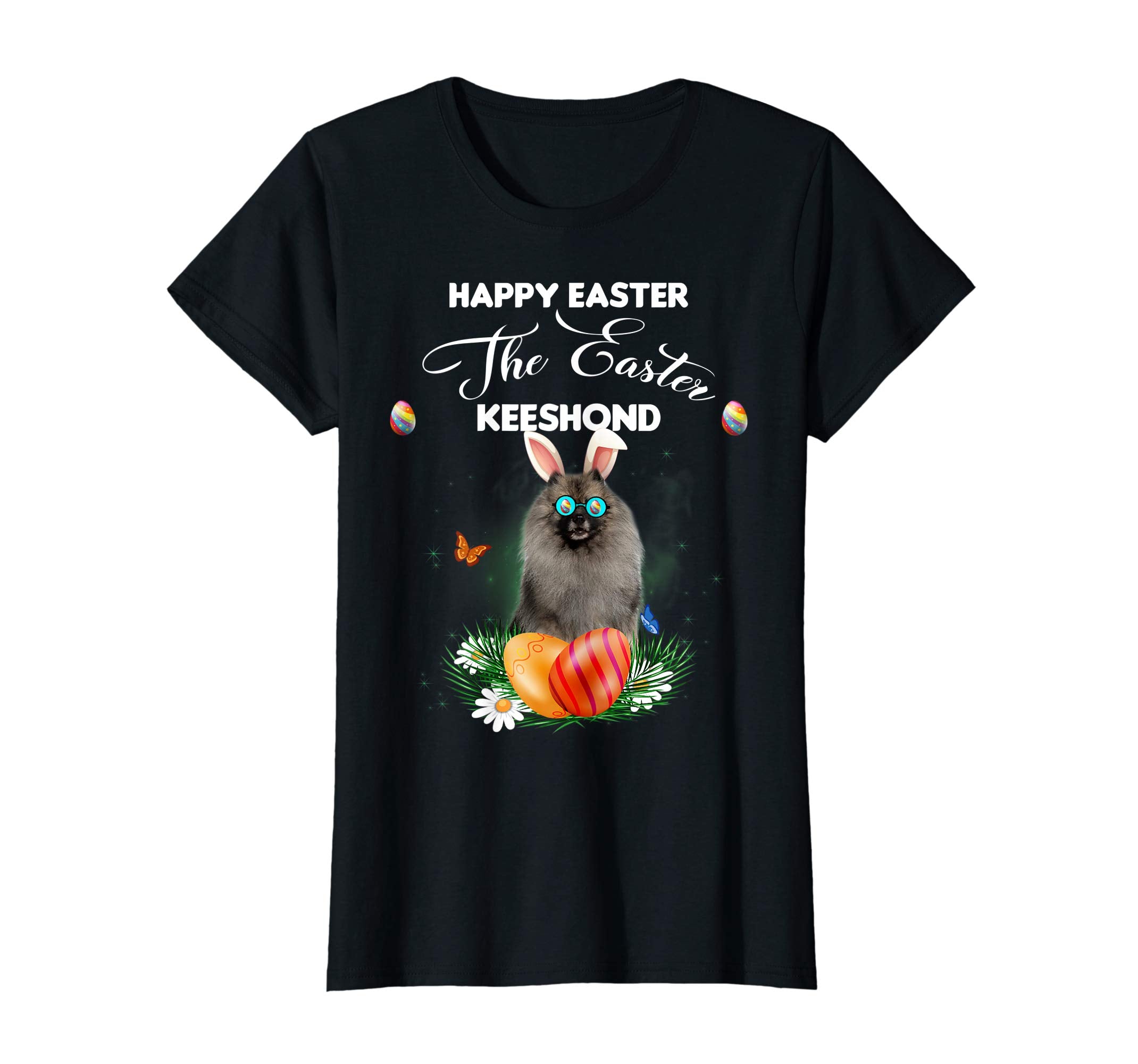 Keeshond Dog Sunglass Bunny Happy Easter Day Tshirt