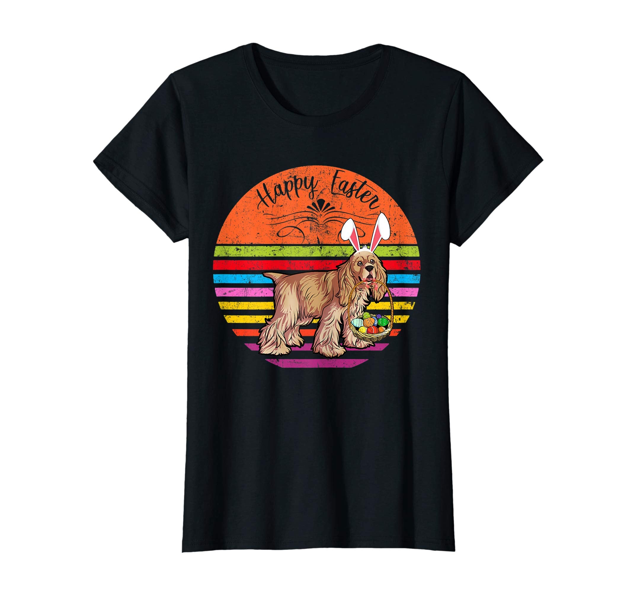 Cute Cocker Spaniel Dog With Bunny Hat Easter Eggs T Shirt