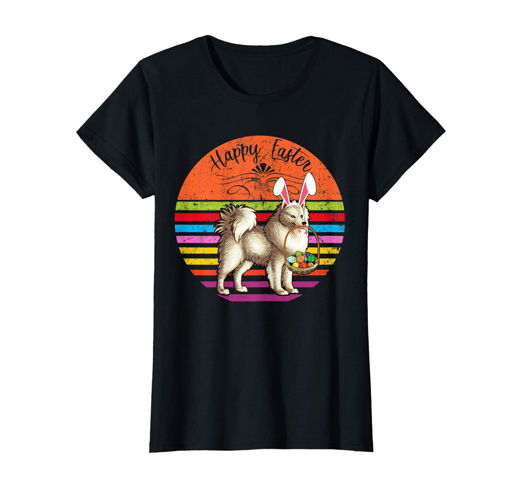 Vintage American Eskimo Dog Easter Eggs Basket T Shirt