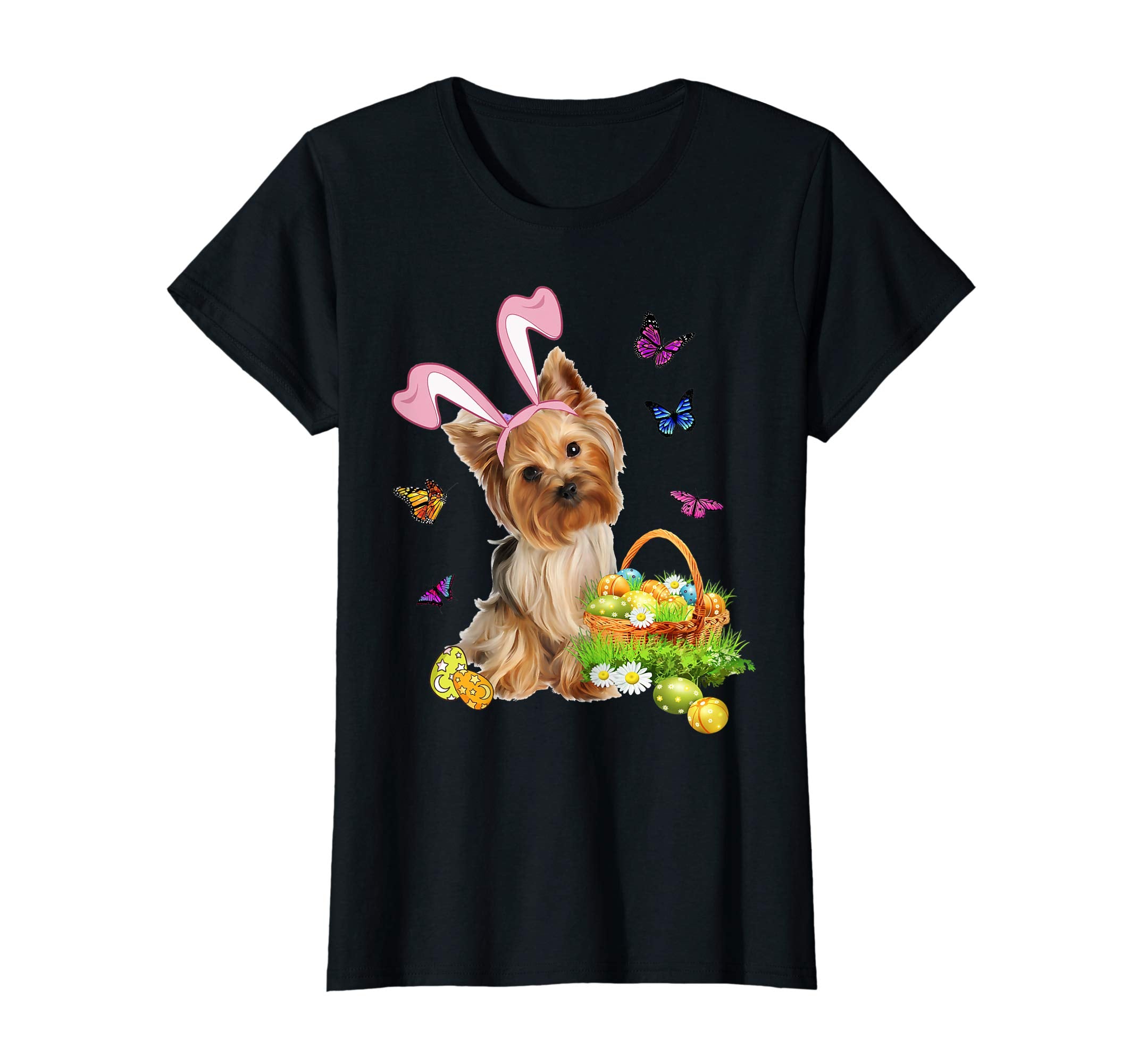 Yorkshire Terrier Bunny Hat Rabbit Easter Eggs T-Shirt