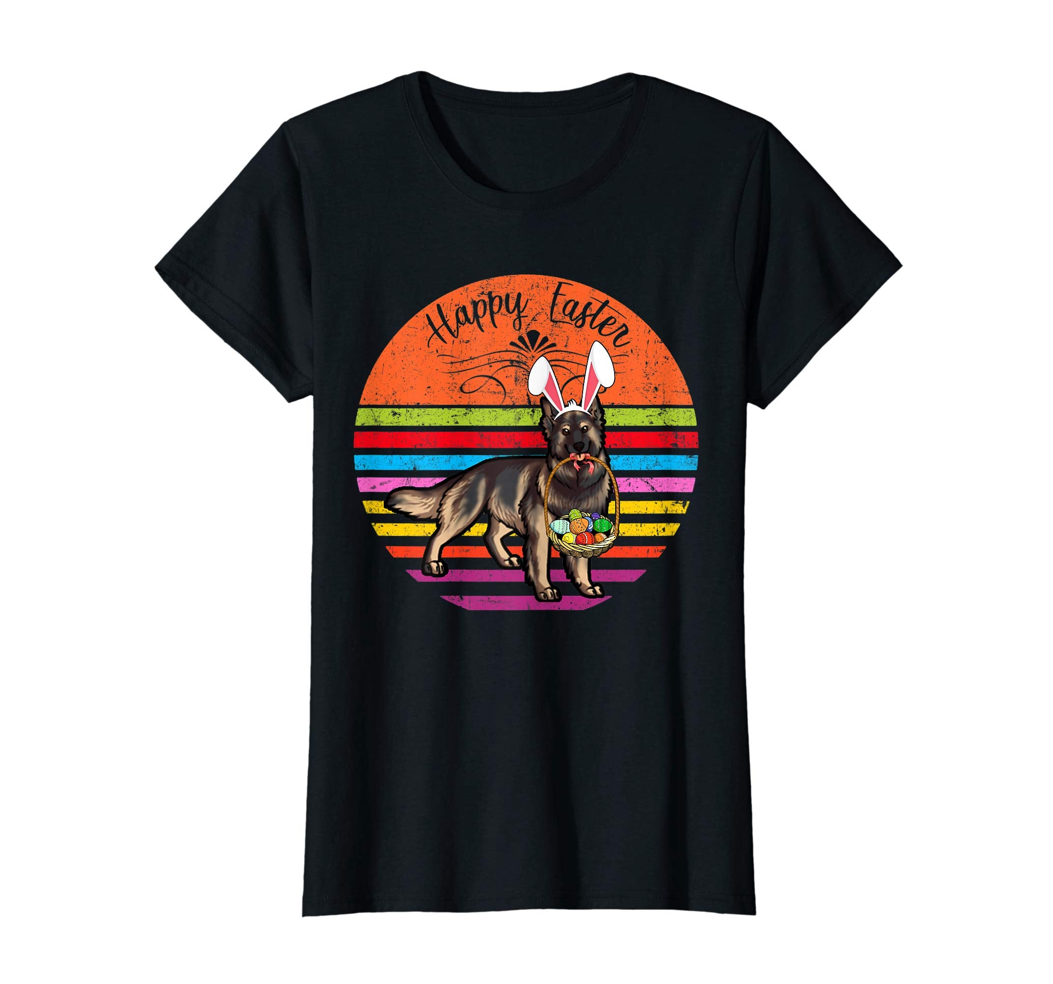 Cute Shiloh Shepherd Dog With Bunny Hat Easter Eggs T Shirt