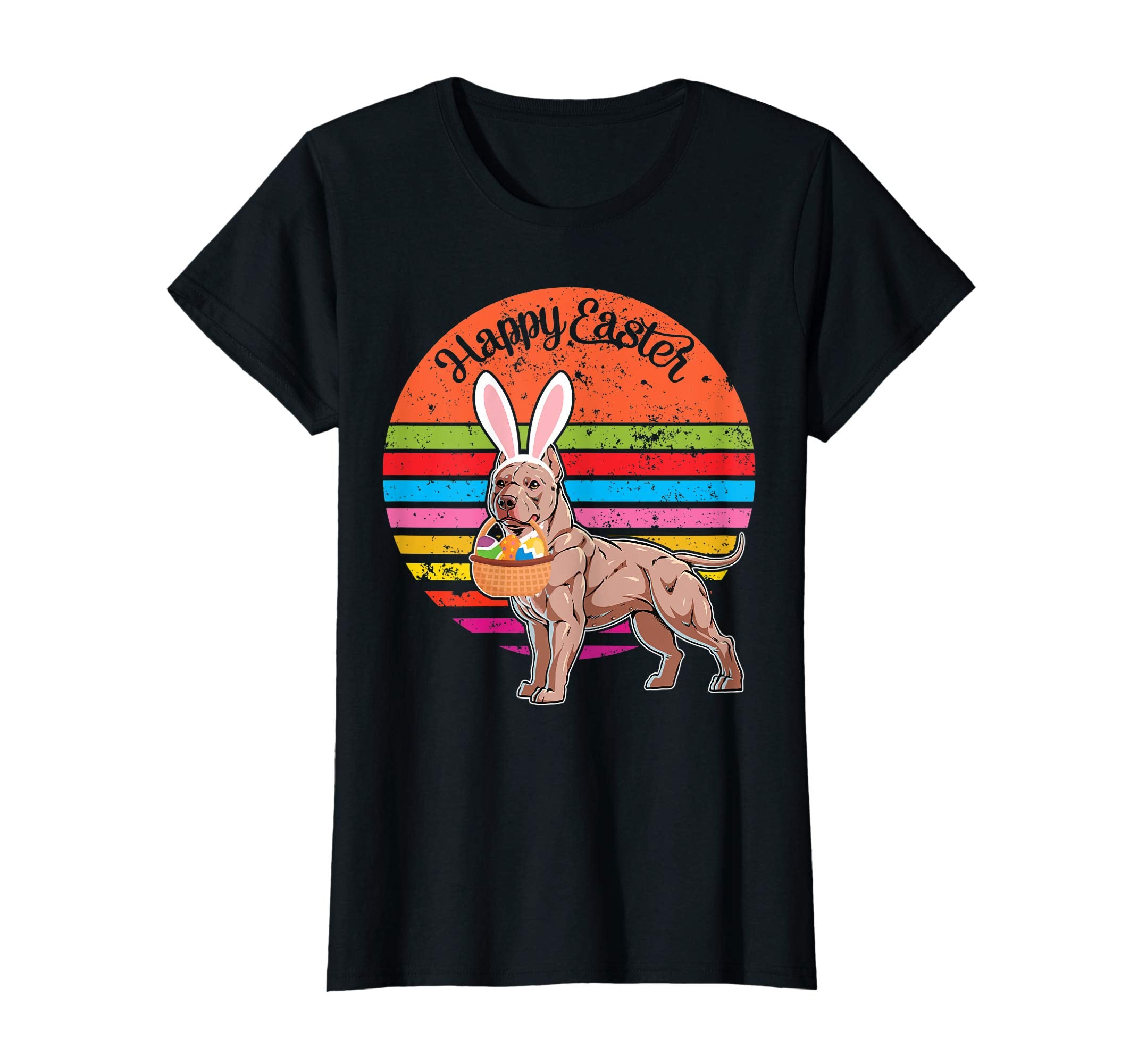 Pitbull Bunny Dog Easter Eggs Happy Easter Vintage Shirt