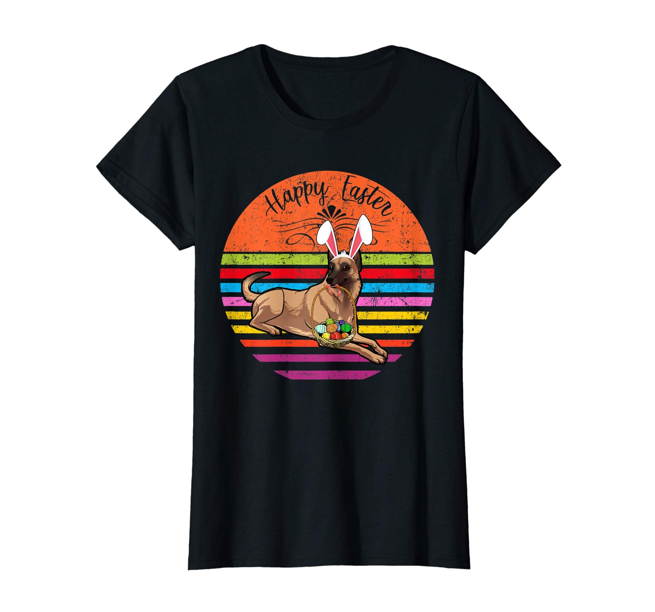 Cute Belgian Malinois Dog With Bunny Hat Easter Eggs T Shirt
