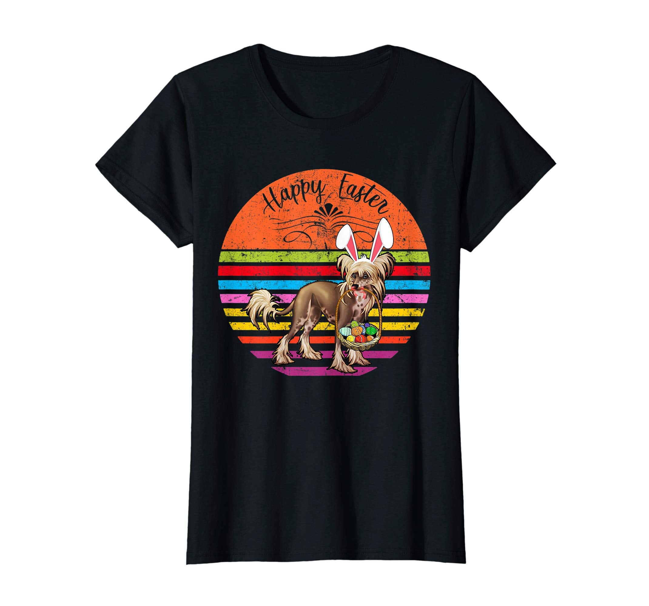 Vintage Chinese Crested Dog Easter Eggs Basket T Shirt