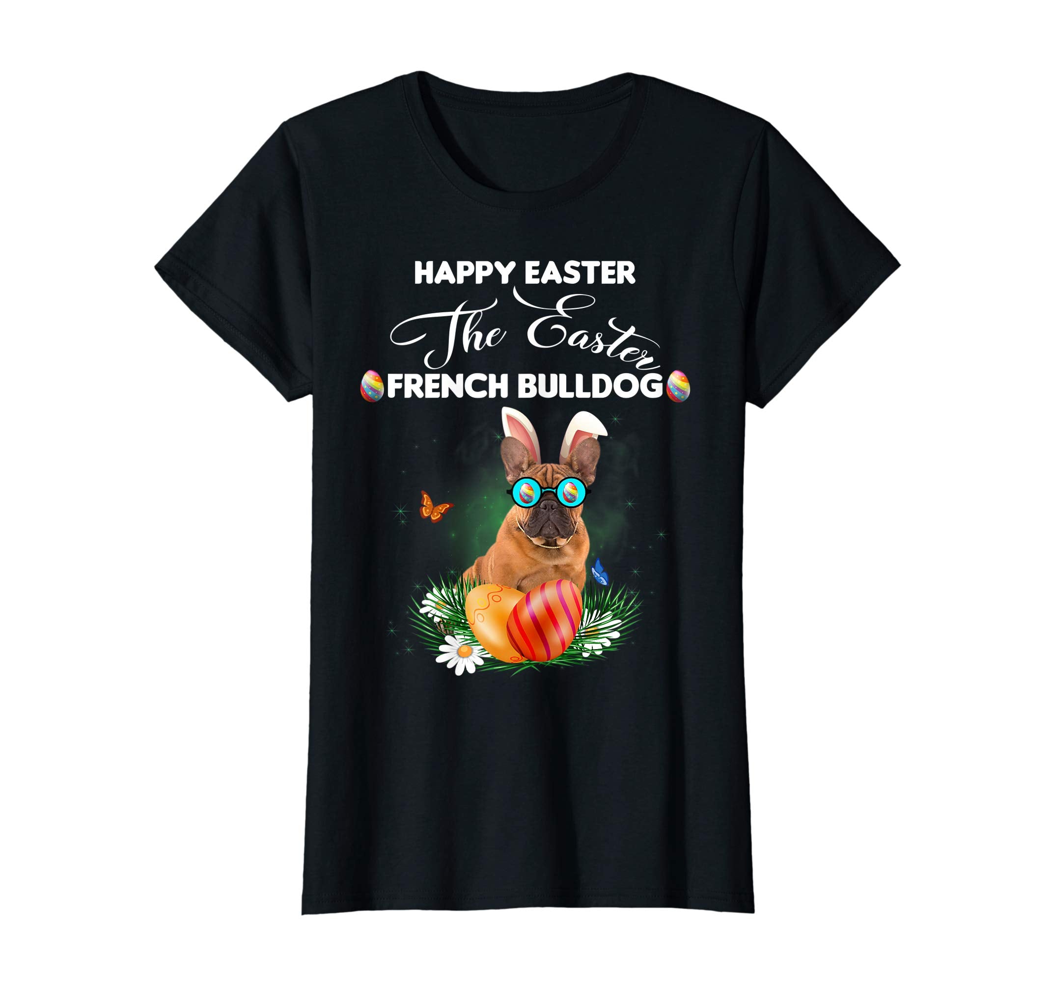 French Bulldog Dog Sunglass Bunny Happy Easter Day Tshirt