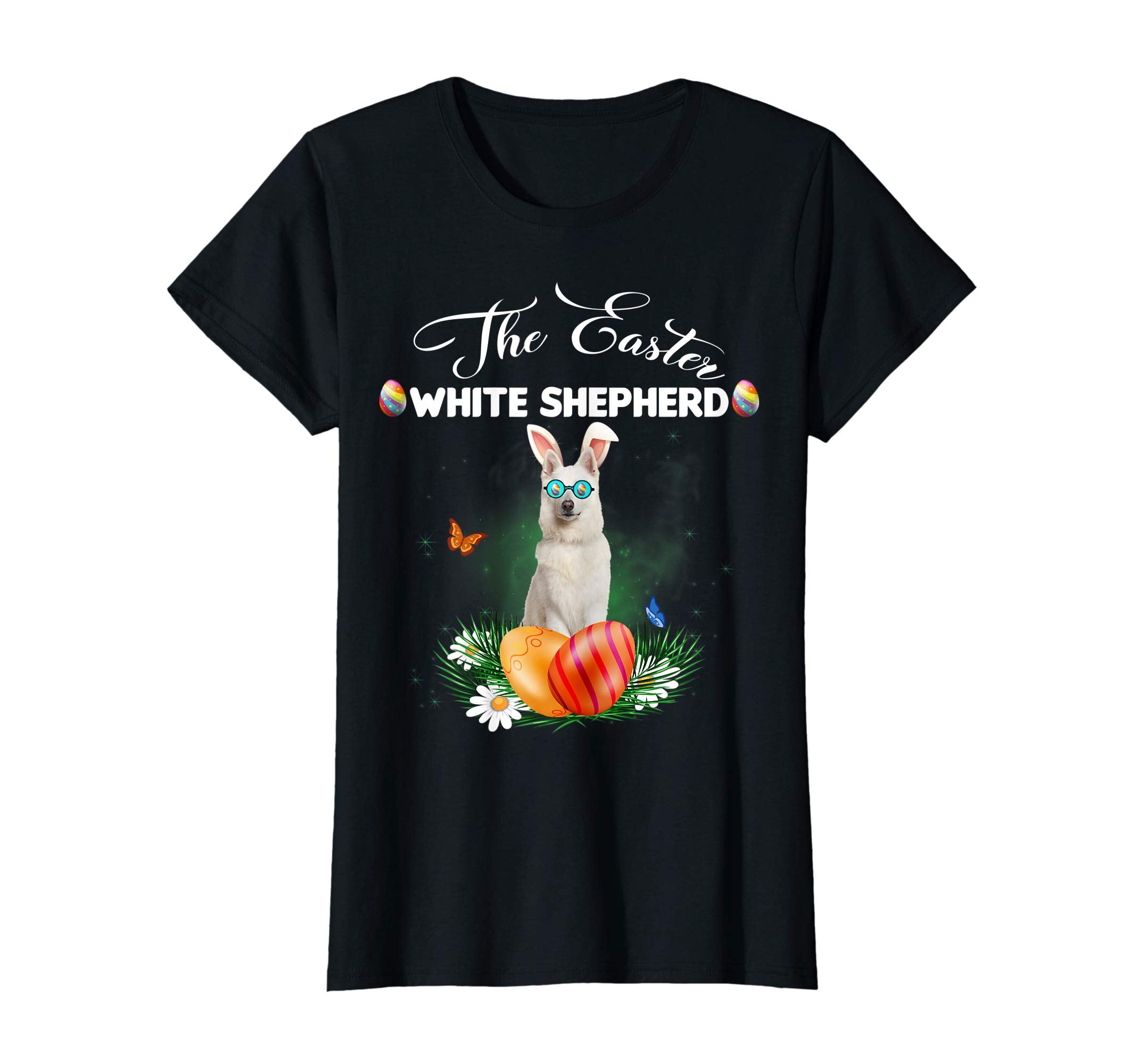 White Shepherd Bunny Easter Day Dog Gifts T-Shirt