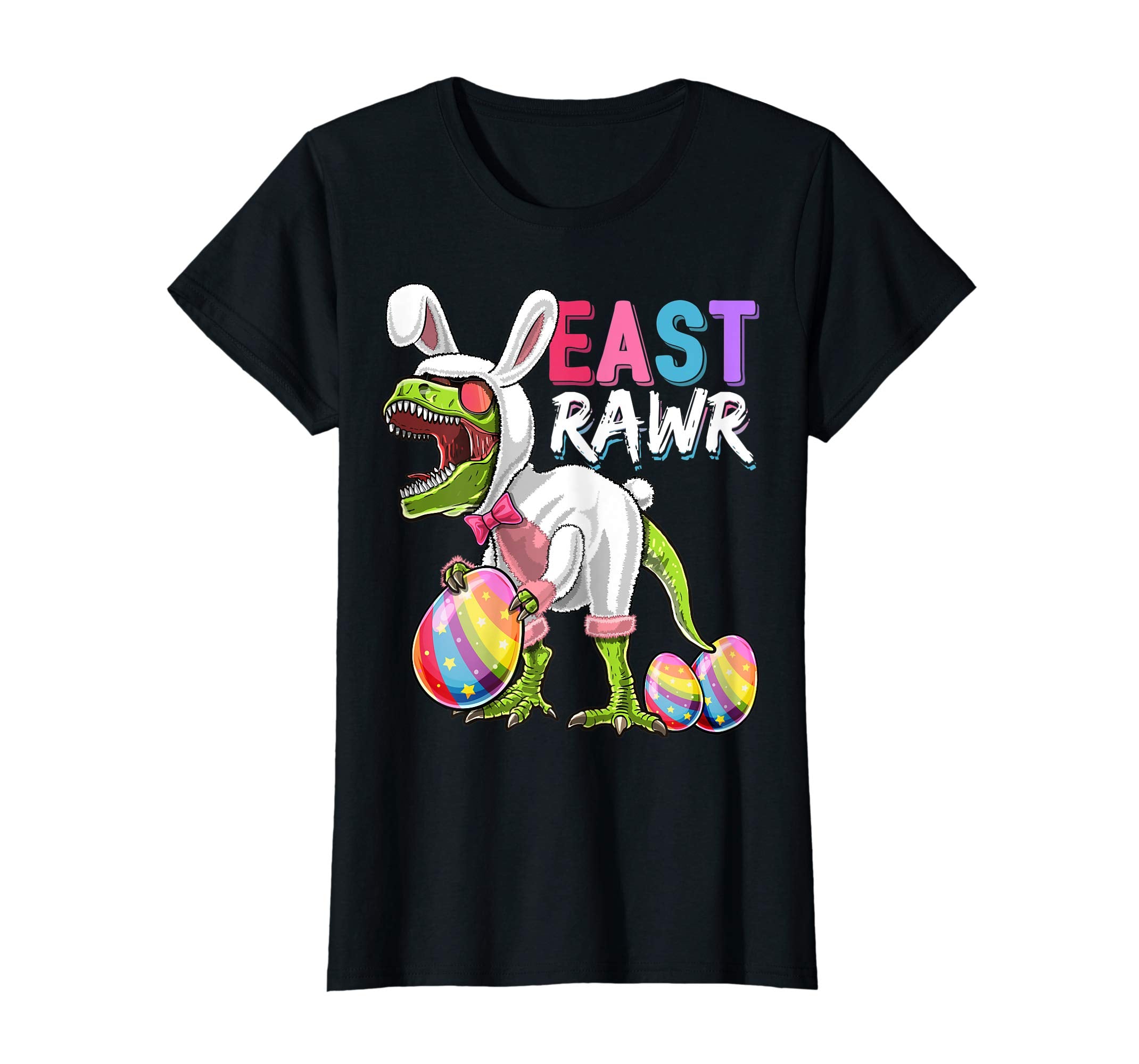 Happy Easter T Rex Dinosaur Easter Bunny Egg Shirt Kids